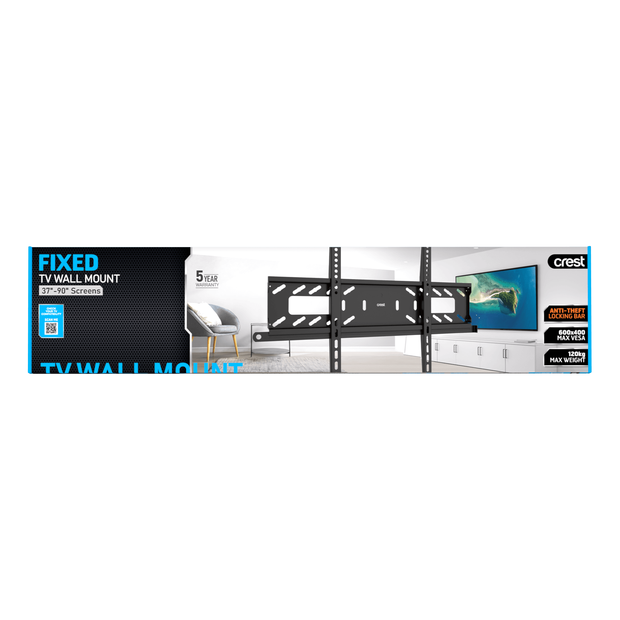 Lockable Fixed TV Wall Mount - 37" - 90"