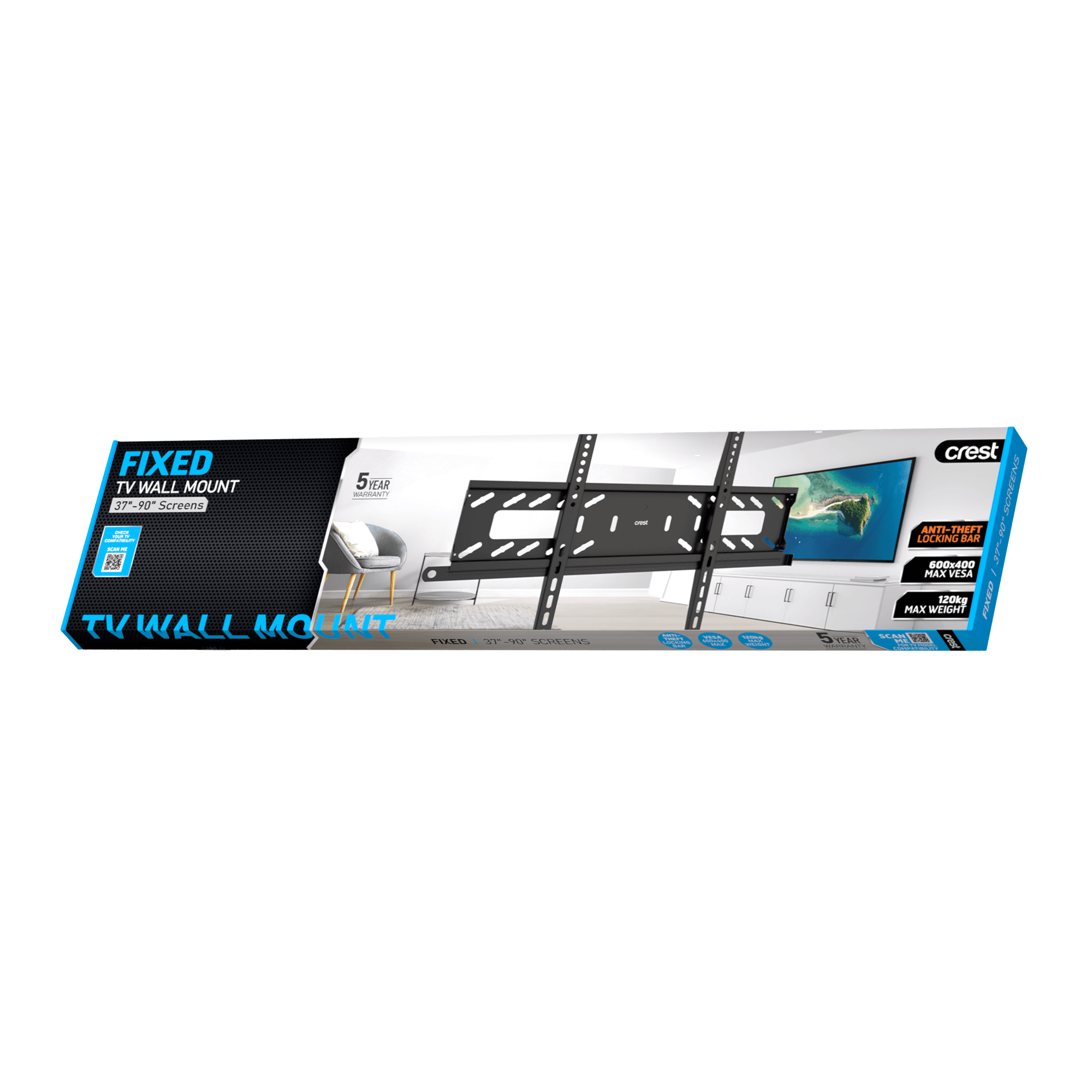 Lockable Fixed TV Wall Mount - 37" - 90"