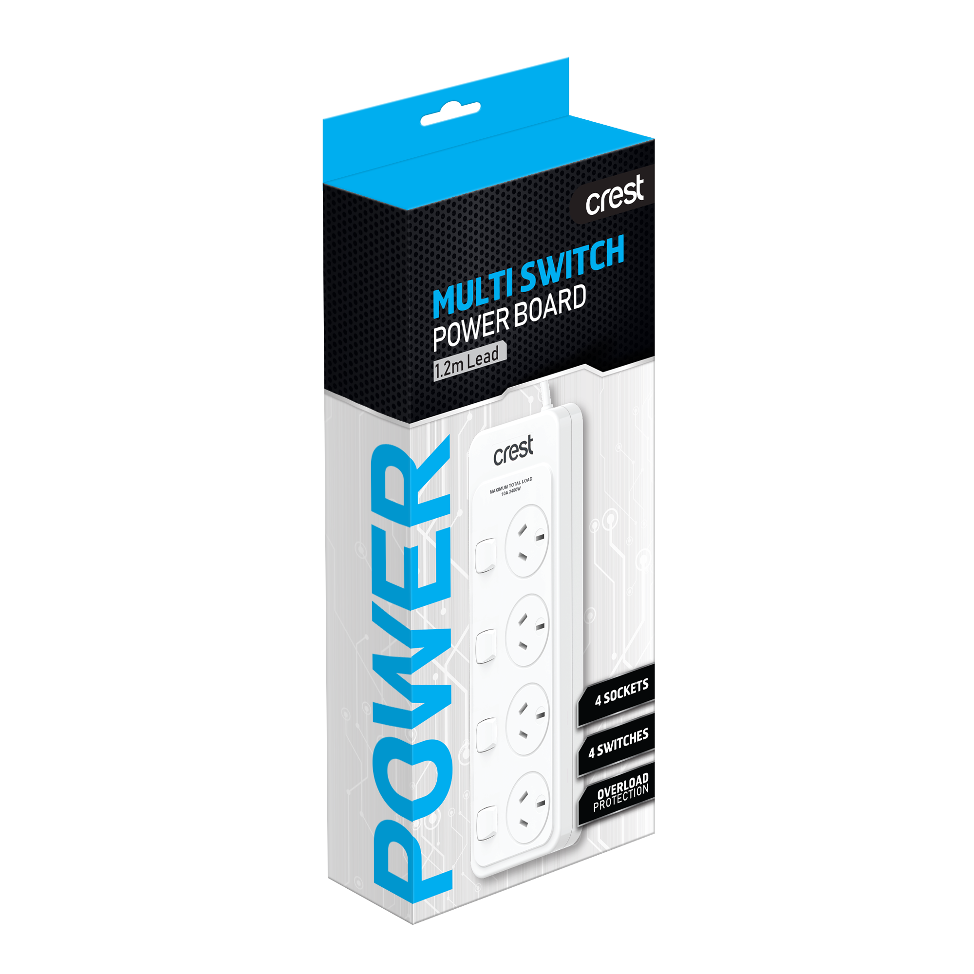 Power Board 4 Sockets 4 Switches