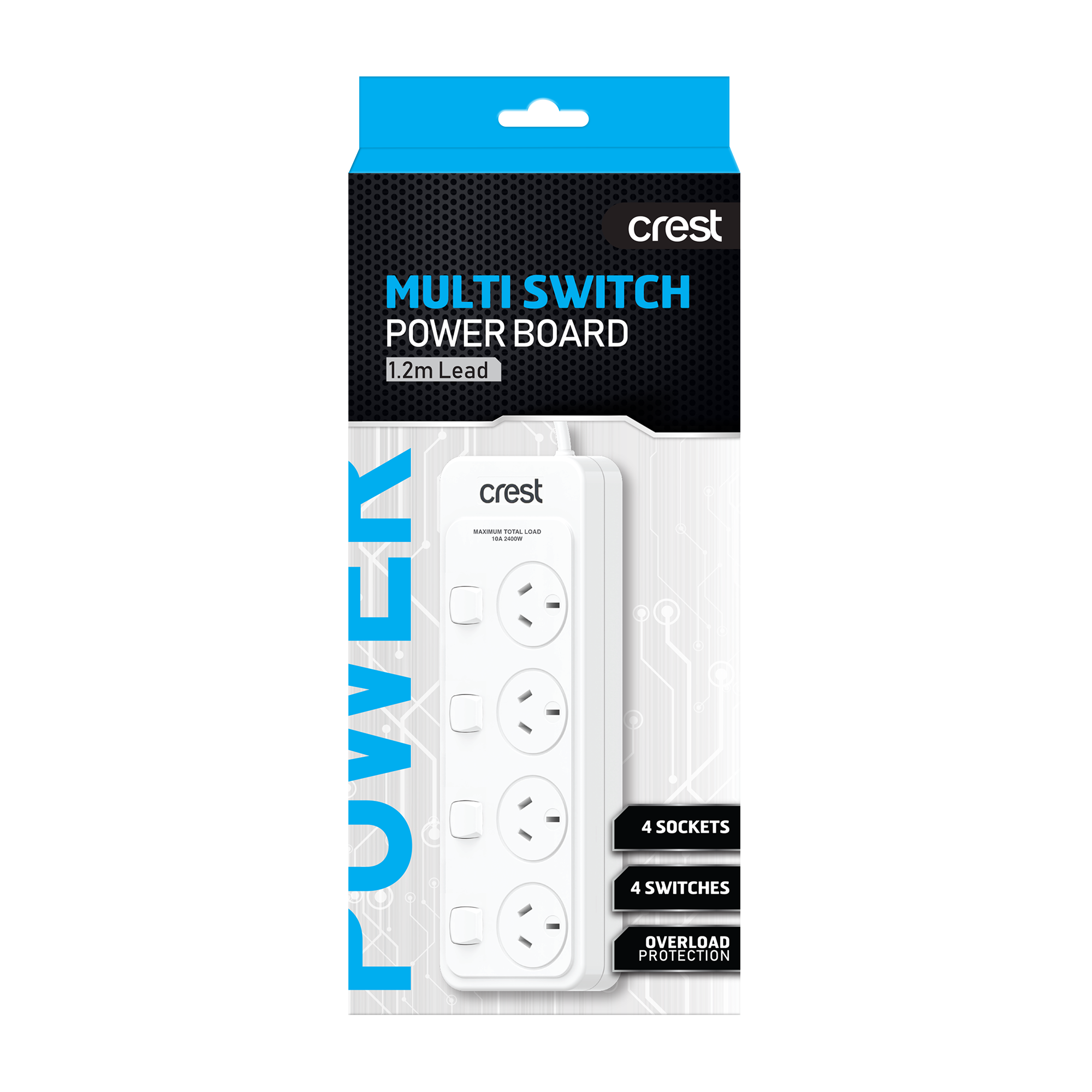 Power Board 4 Sockets 4 Switches