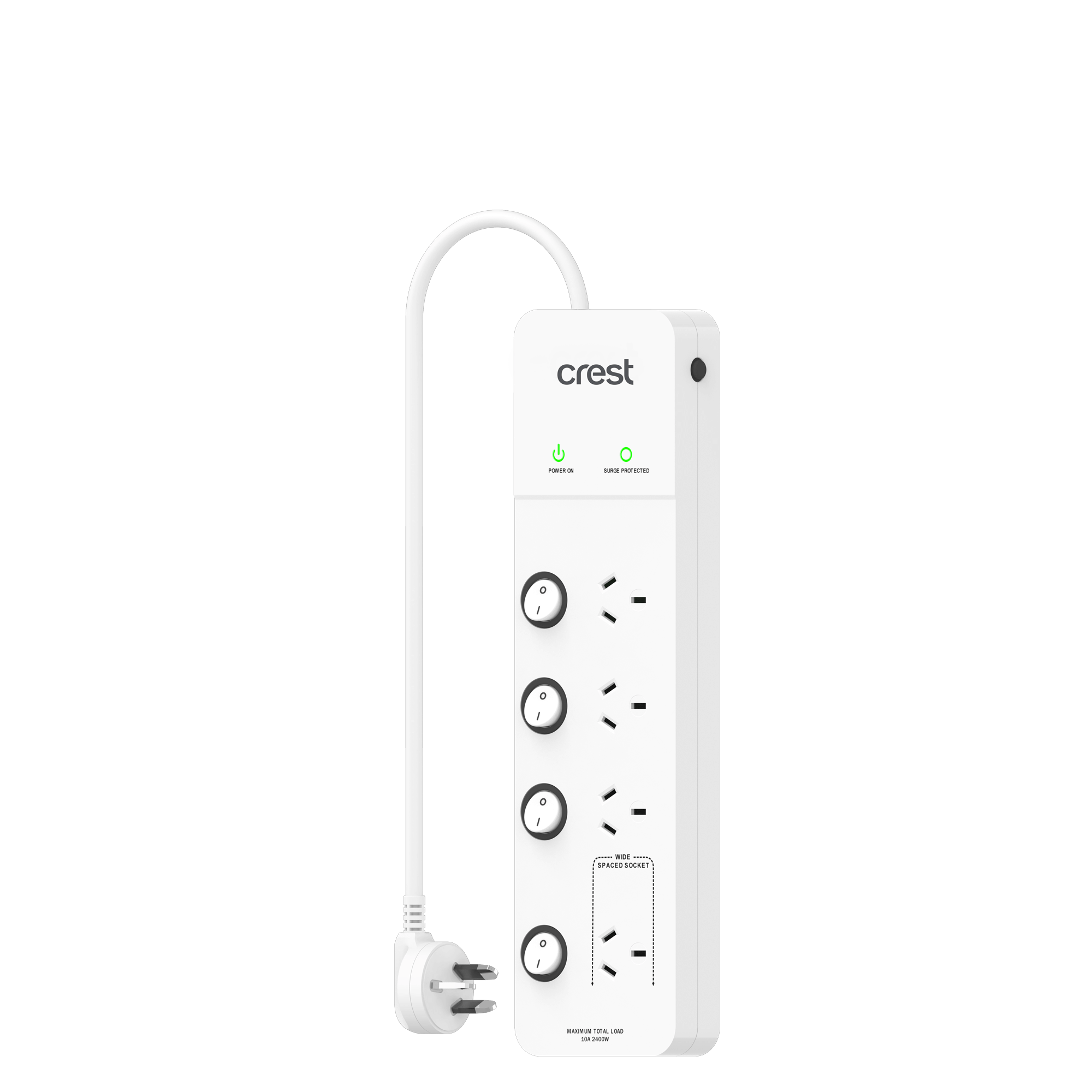 Power Board 4 Sockets with 4 Switches & Surge Protection