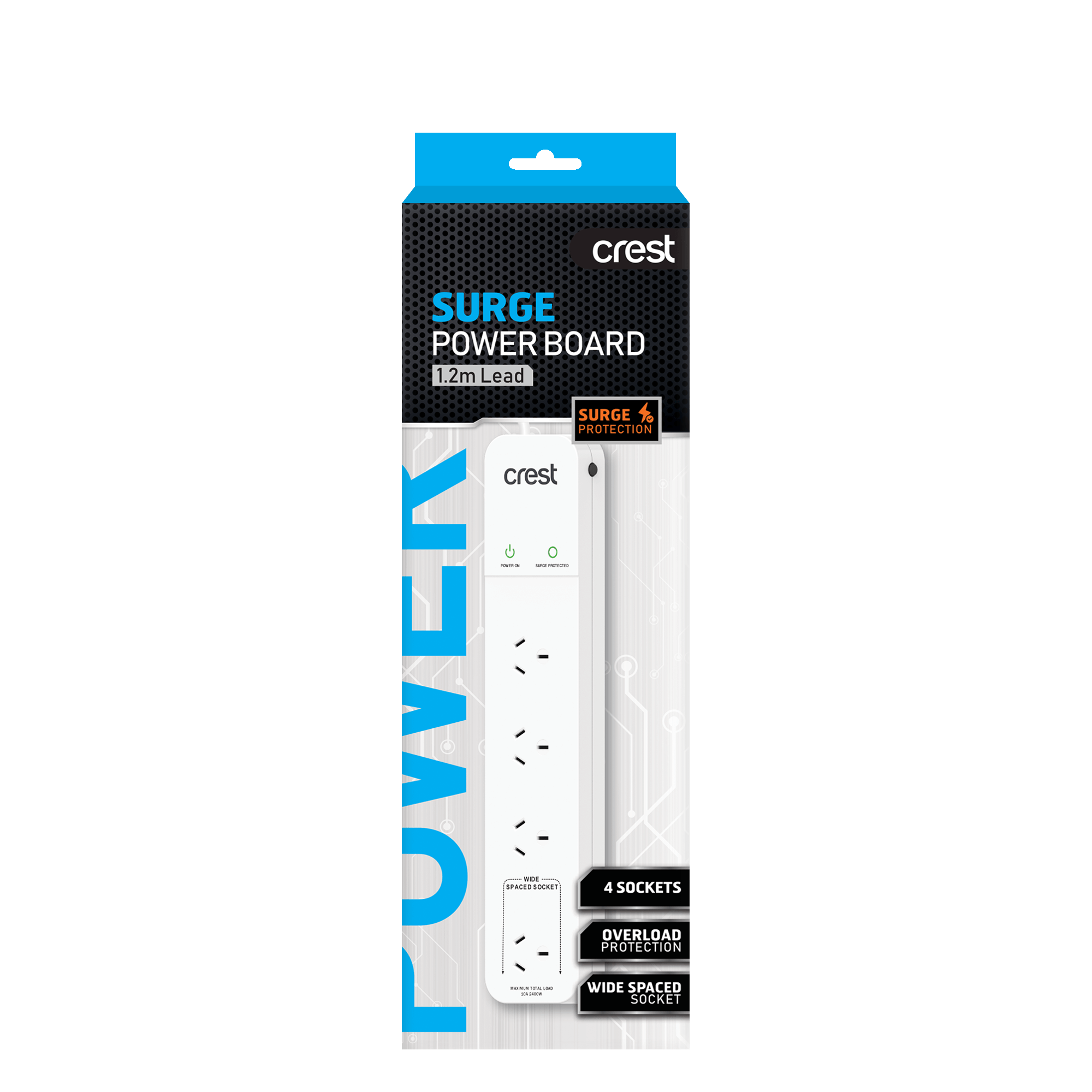 Power Board 4 Sockets with Surge Protection