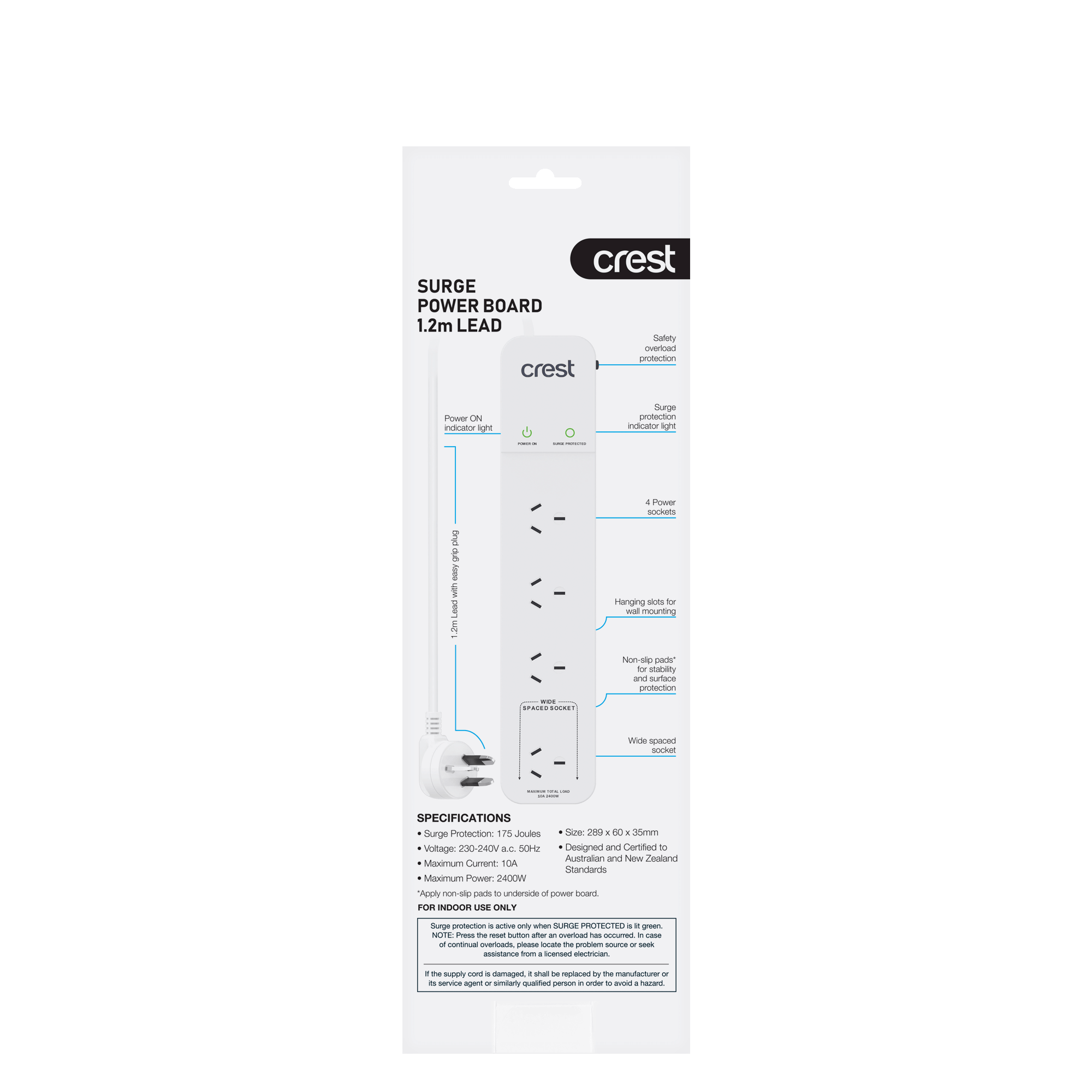 Power Board 4 Sockets with Surge Protection