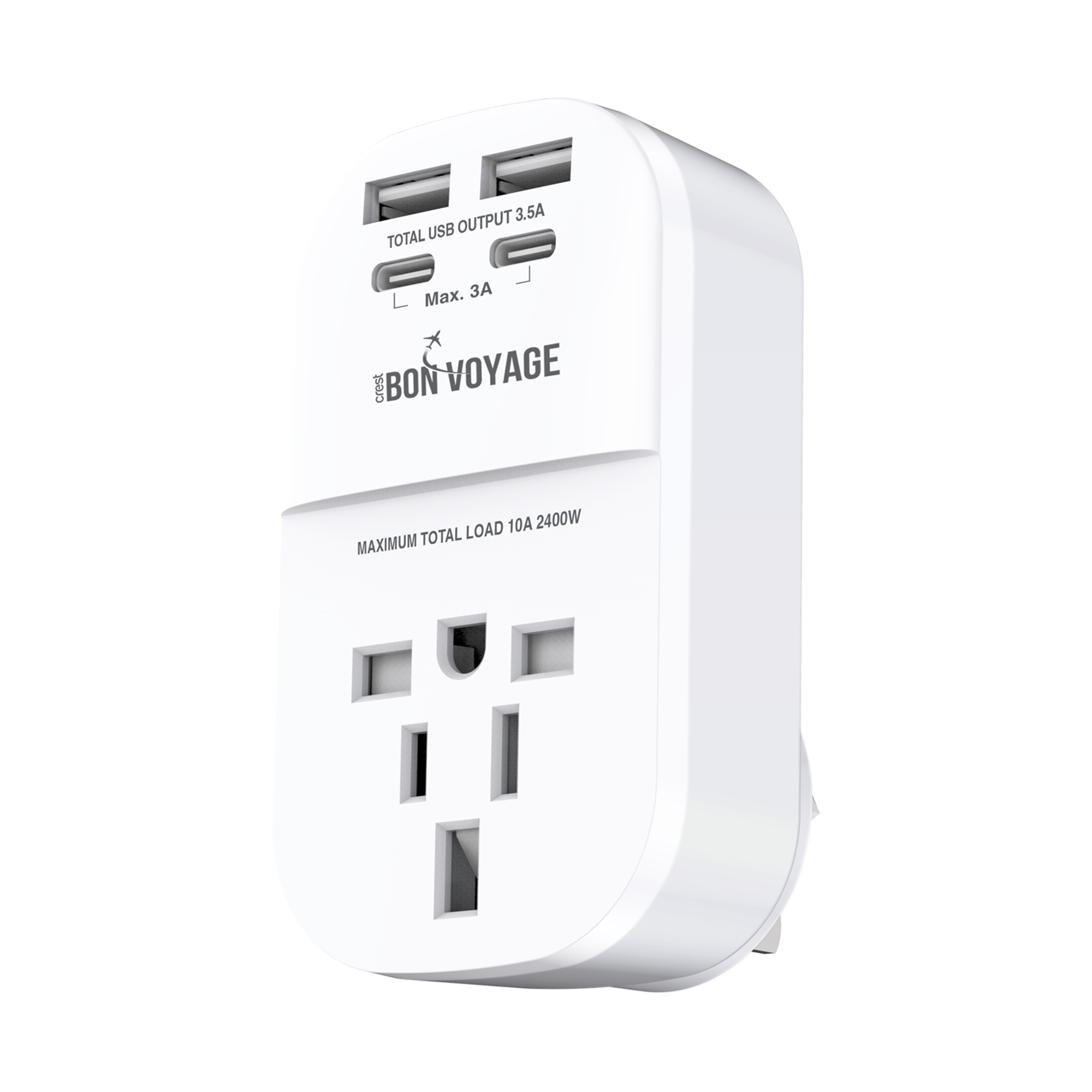 Bon Voyage USA UK HK Inbound Adaptor w 4 USB Ports