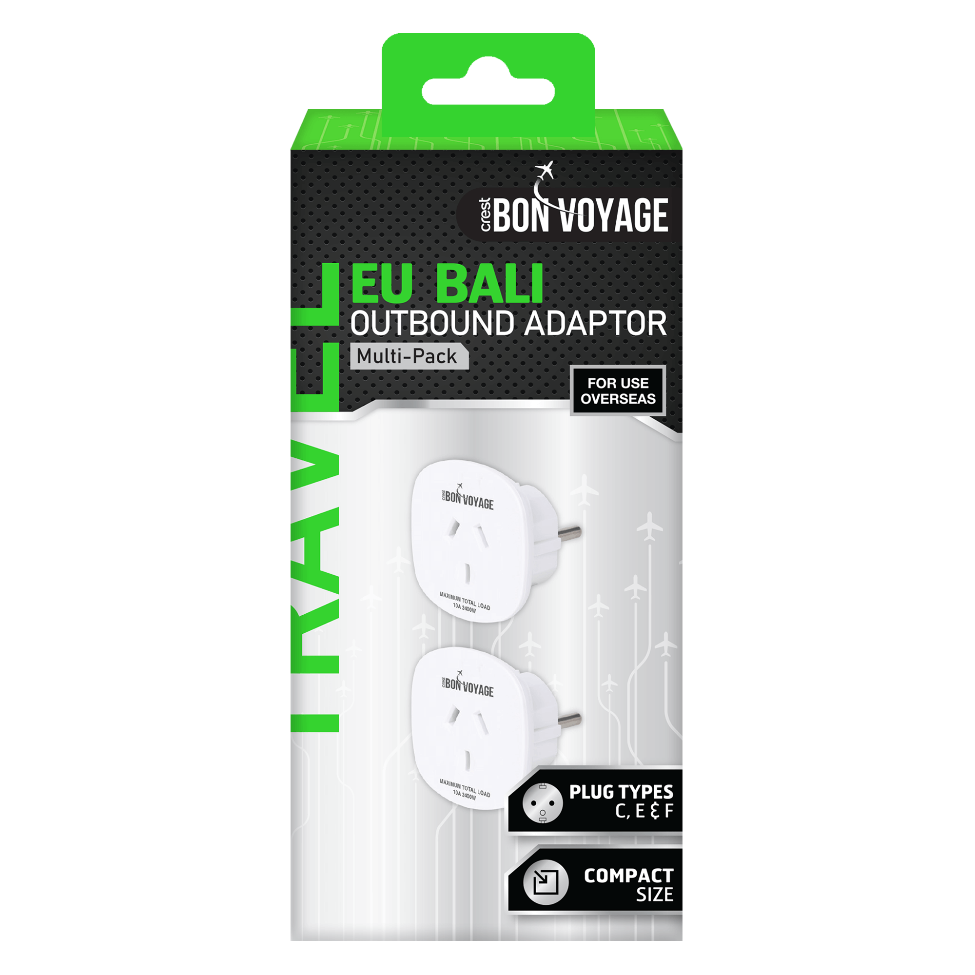 Bon Voyage EU BALI Twin Pack Outbound Travel Adaptors