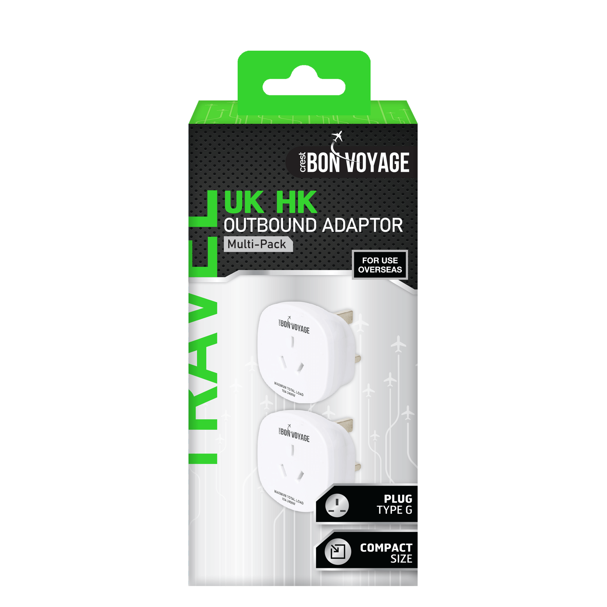 Bon Voyage UK HK Twin Pack Outbound Travel Adaptors