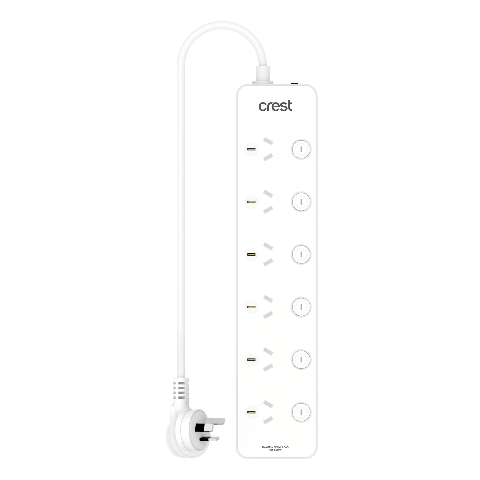 Power Board 6 Sockets Switched with Surge Protection