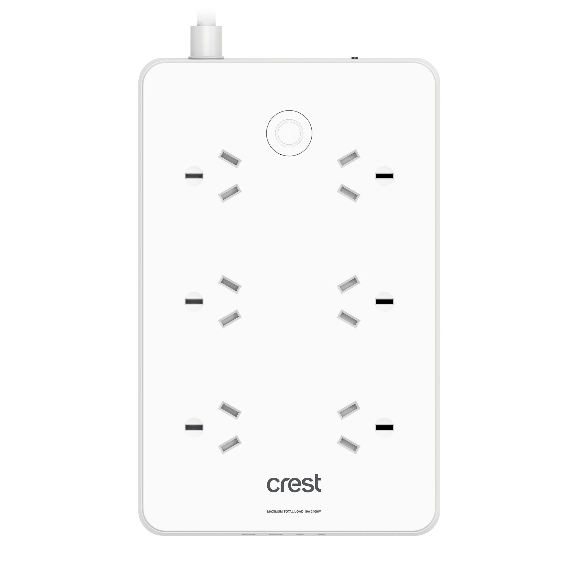 PD 30W Power Hub 6 Sockets Master Switch with 4 USB Ports & Surge Protection
