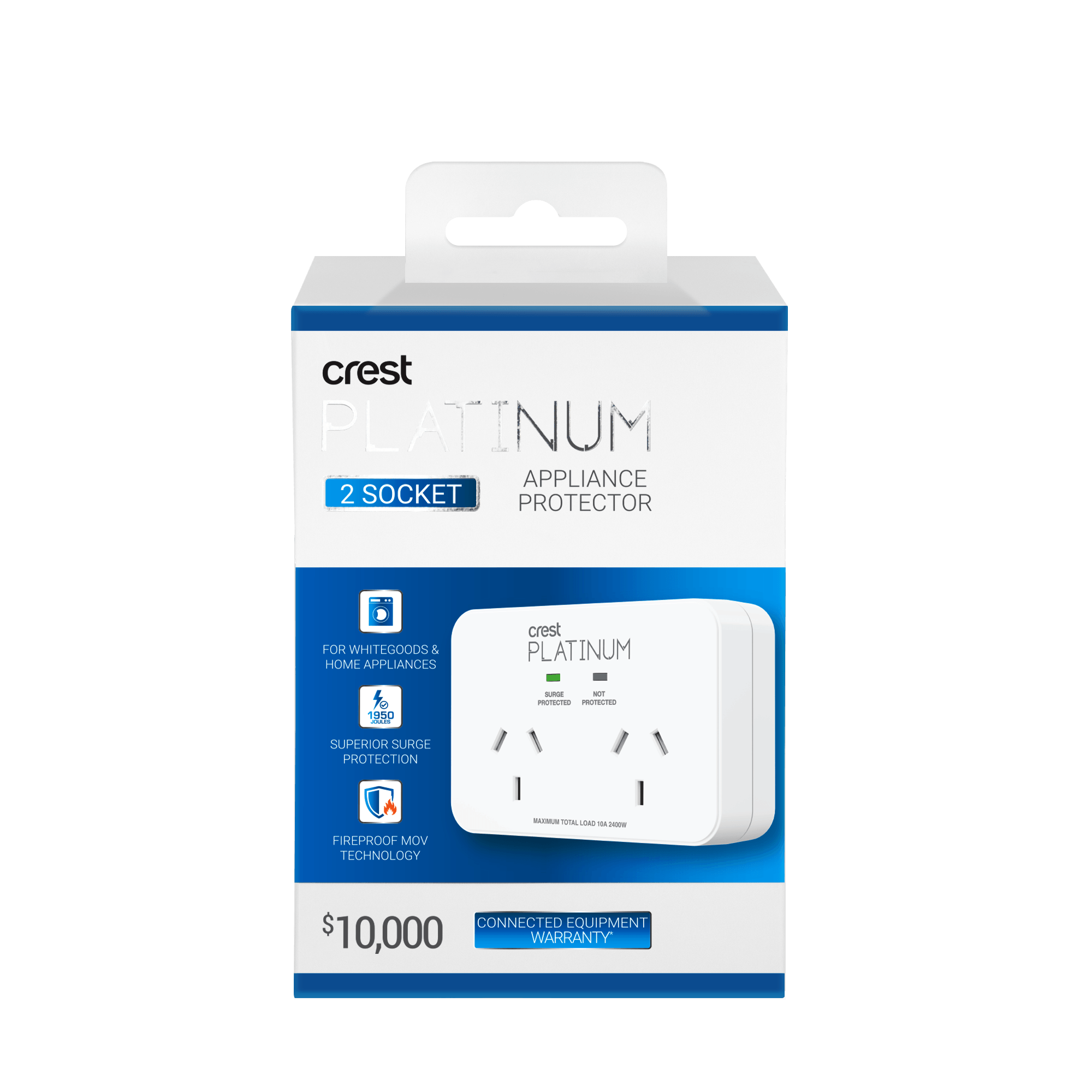 Platinum Surge Protector 2 Socket Power Adaptor