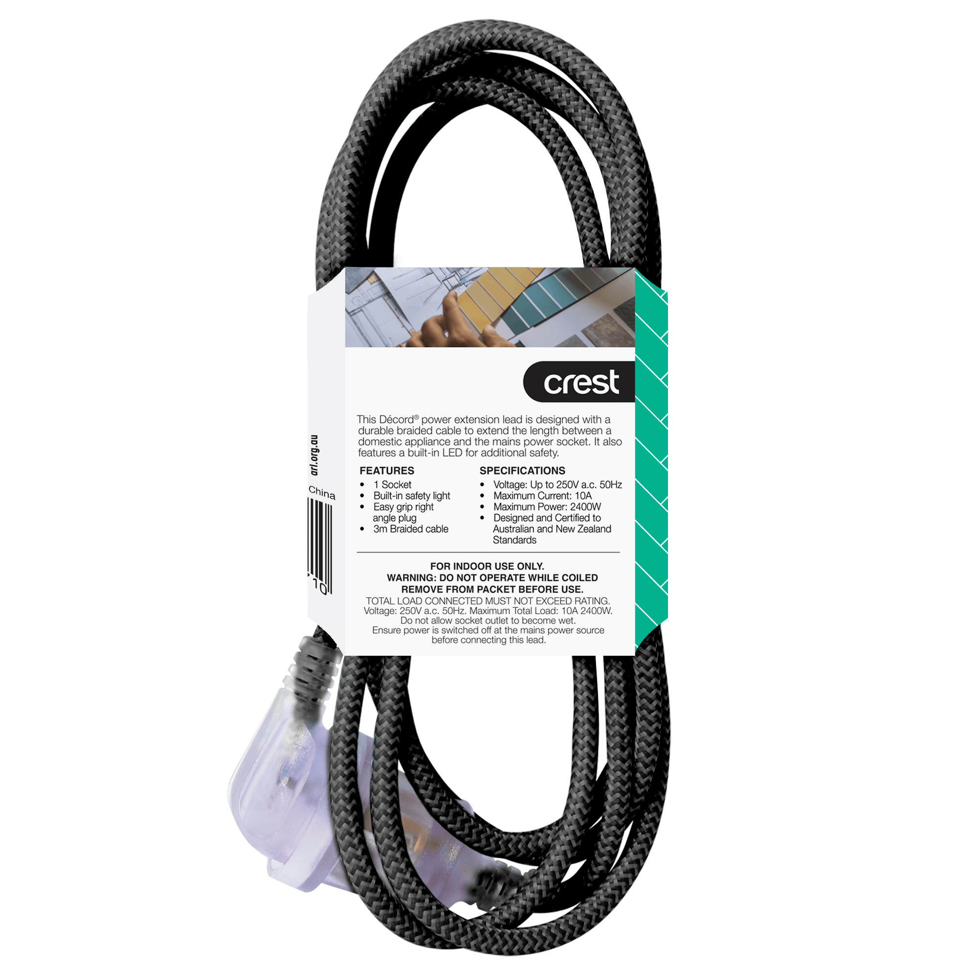 Décord Extension Lead - 3M - Black