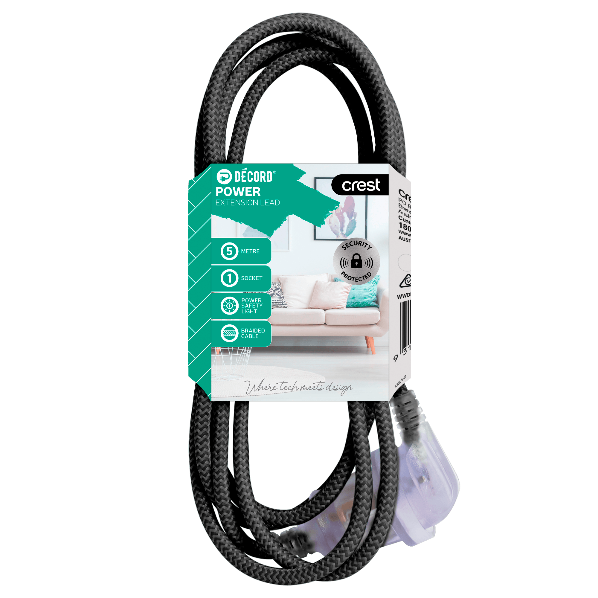 Décord Extension Lead - 5M - Black