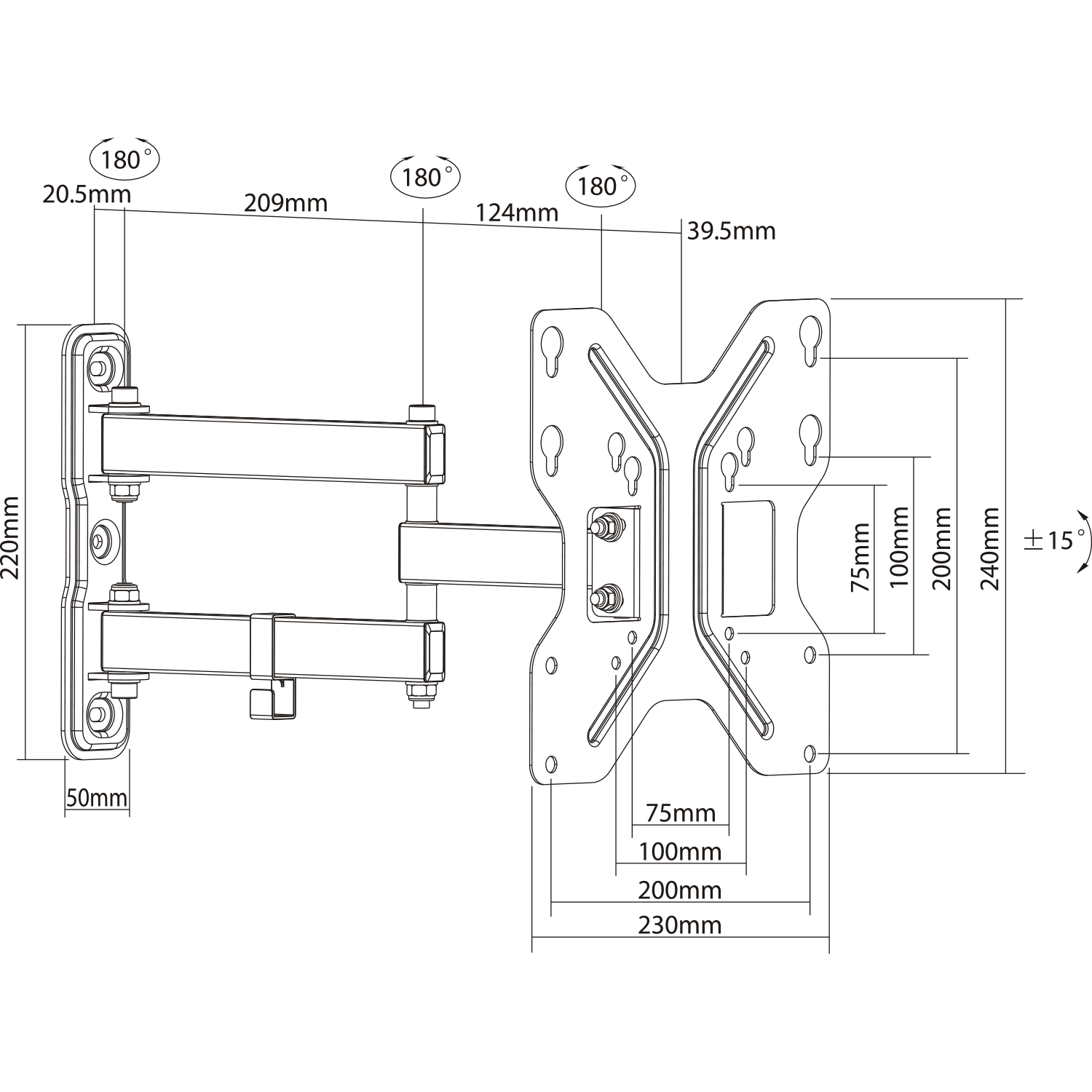 Full Motion TV Wall Mount Articulated - 23" - 47"