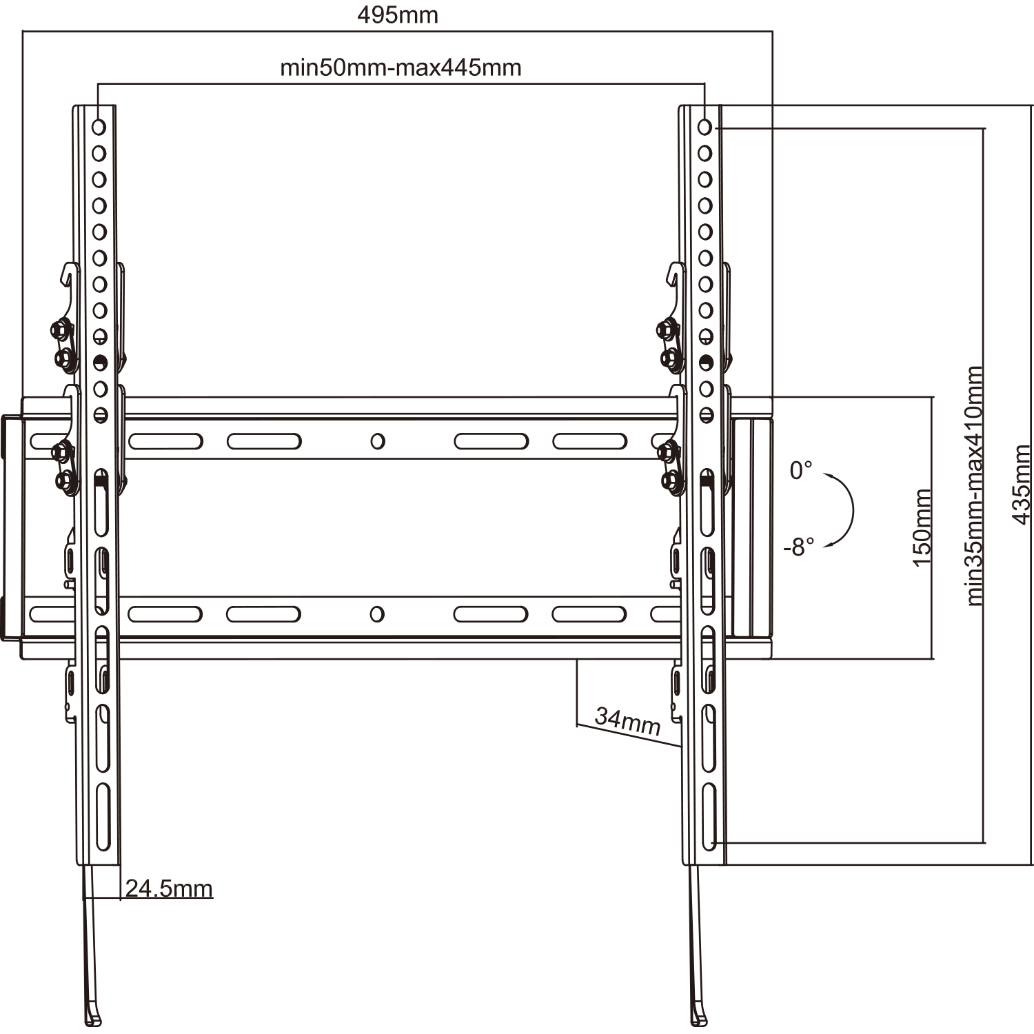 Tilt TV Wall Mount Variable Height - 32" - 55"