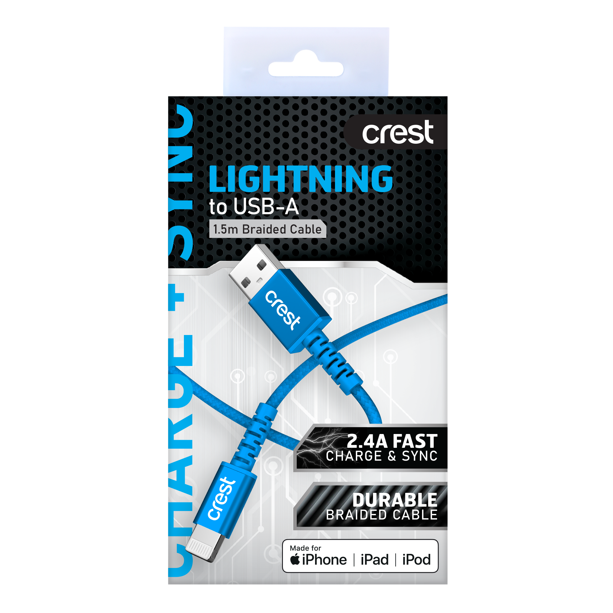 Lightning to USB-A Braided Cable 1.5M - Blue