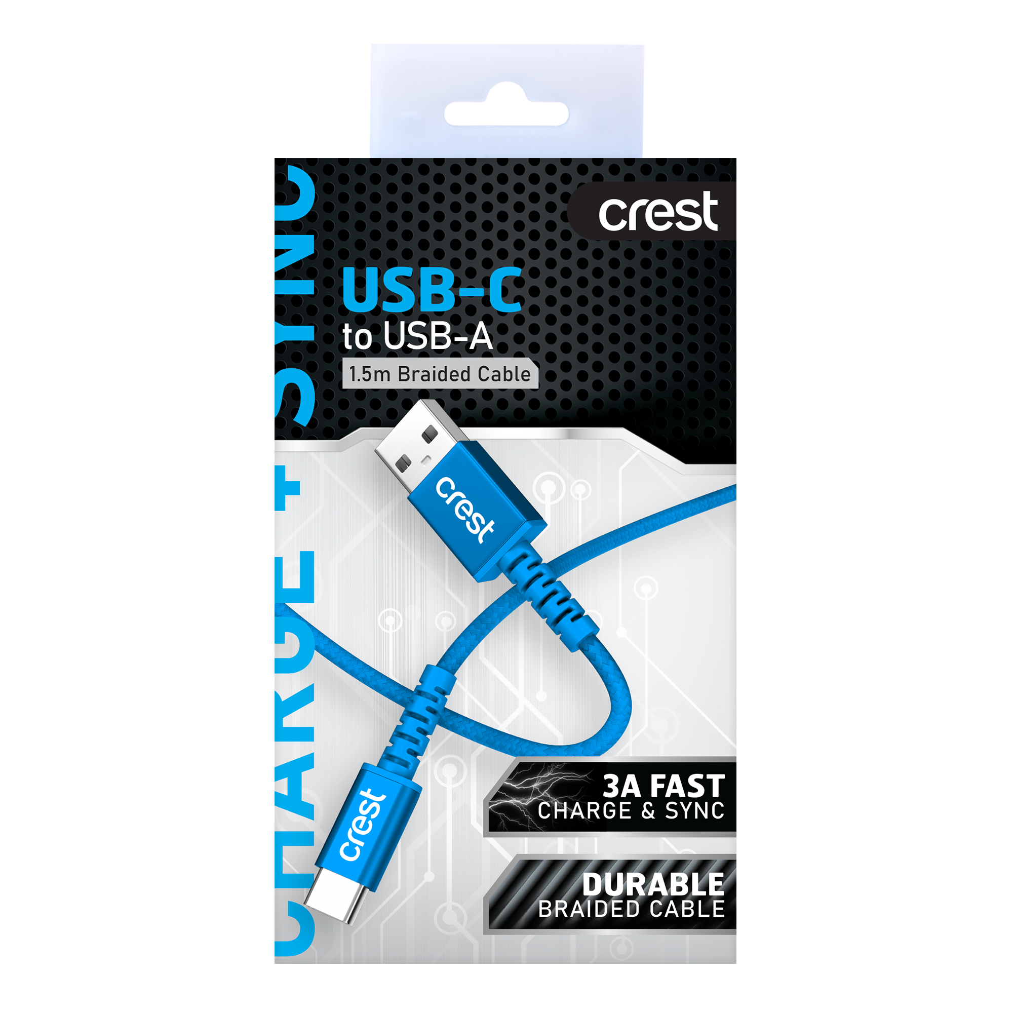 USB-C to USB-A Braided Cable 1.5M - Blue
