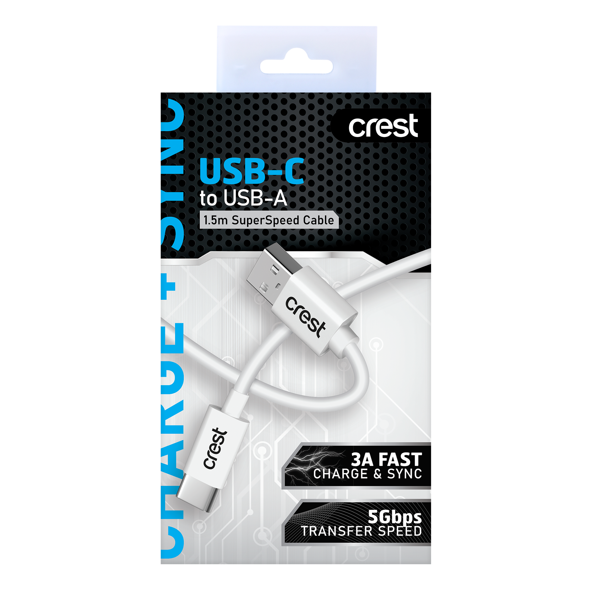 Super Speed USB-C to USB-A Cable 1.5M - White