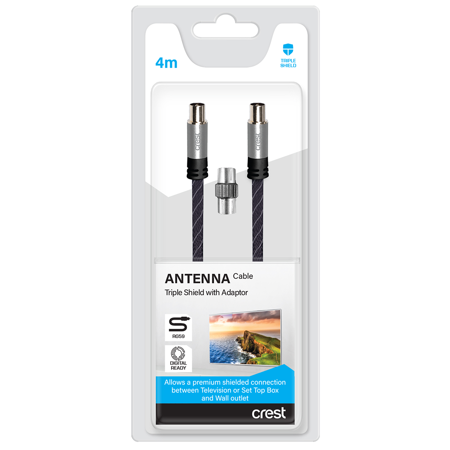 Triple Shield TV Antenna Cable 4M With Adaptor