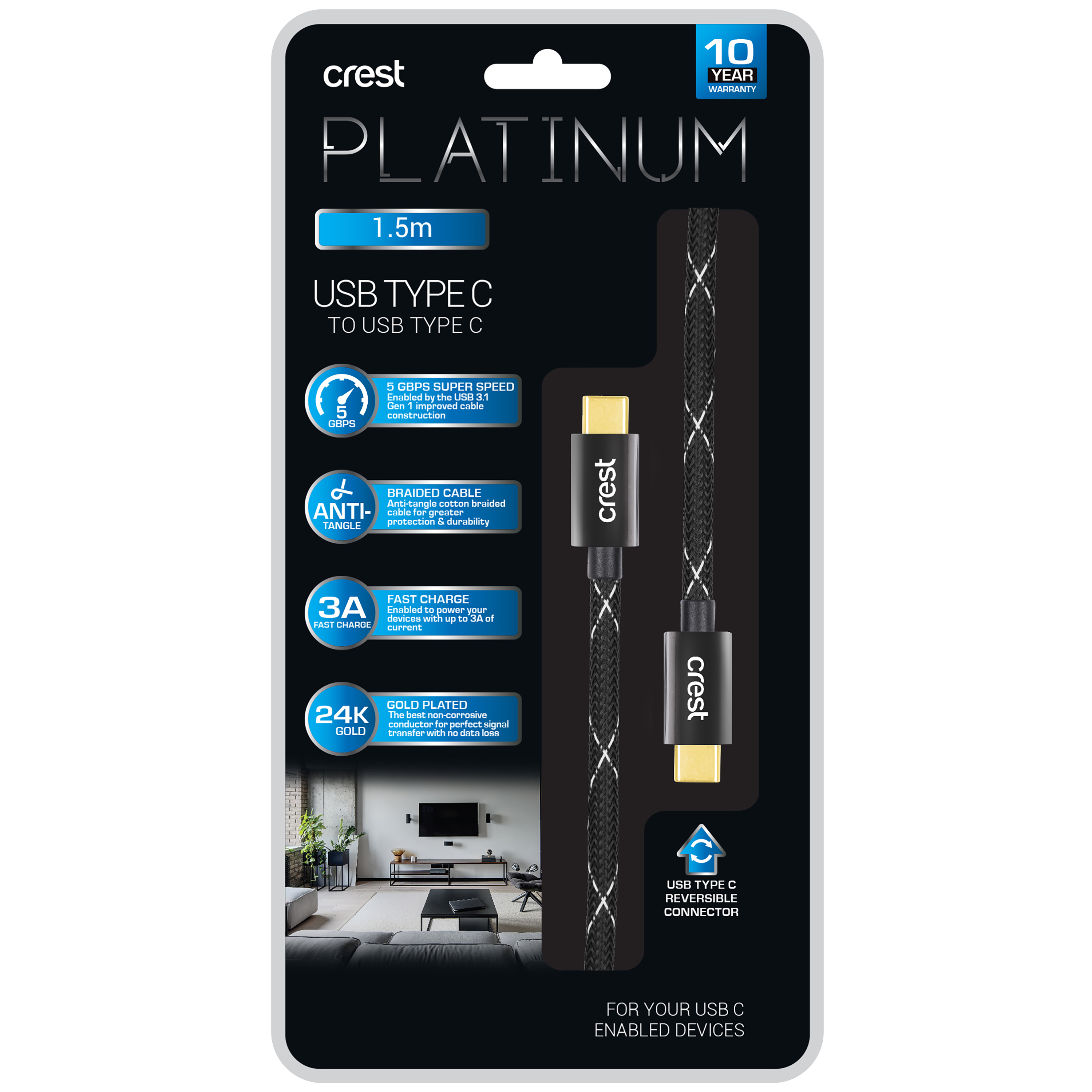 Platinum USB-C To USB-C Cable 1.5M