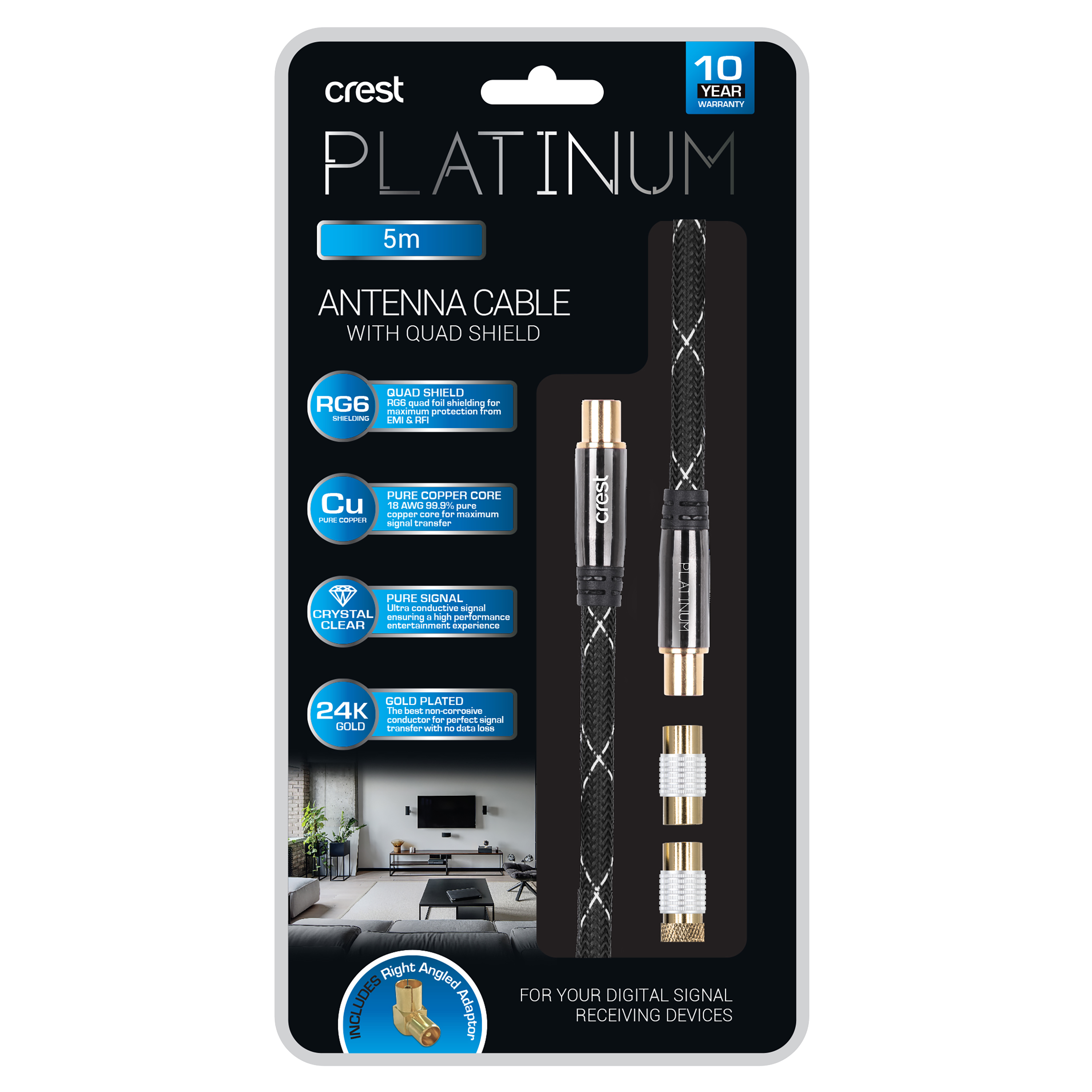 Platinum Antenna Quad Shielded Cable 5M