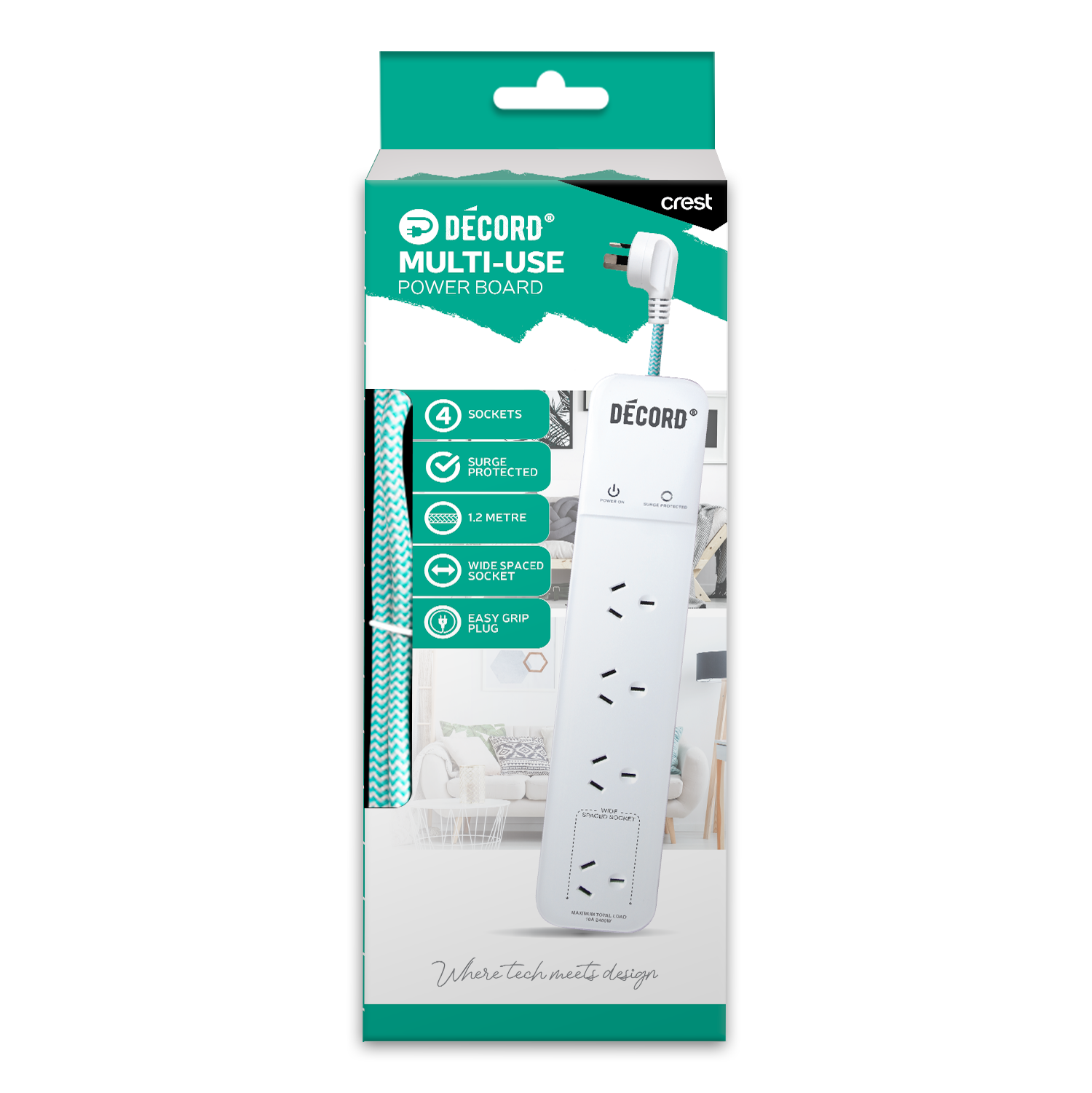 Décord Multi-Use Power Board 4 Sockets