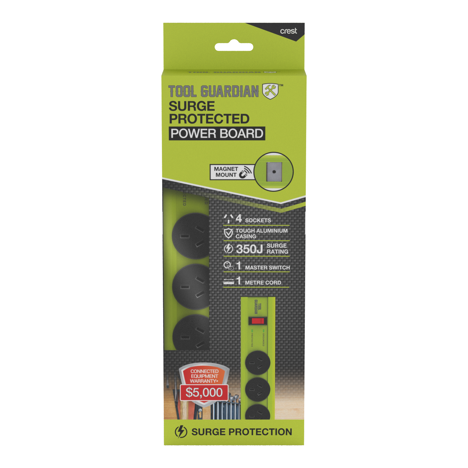 Tool Guardian 4 Way Power Board Surge Magnet Mount