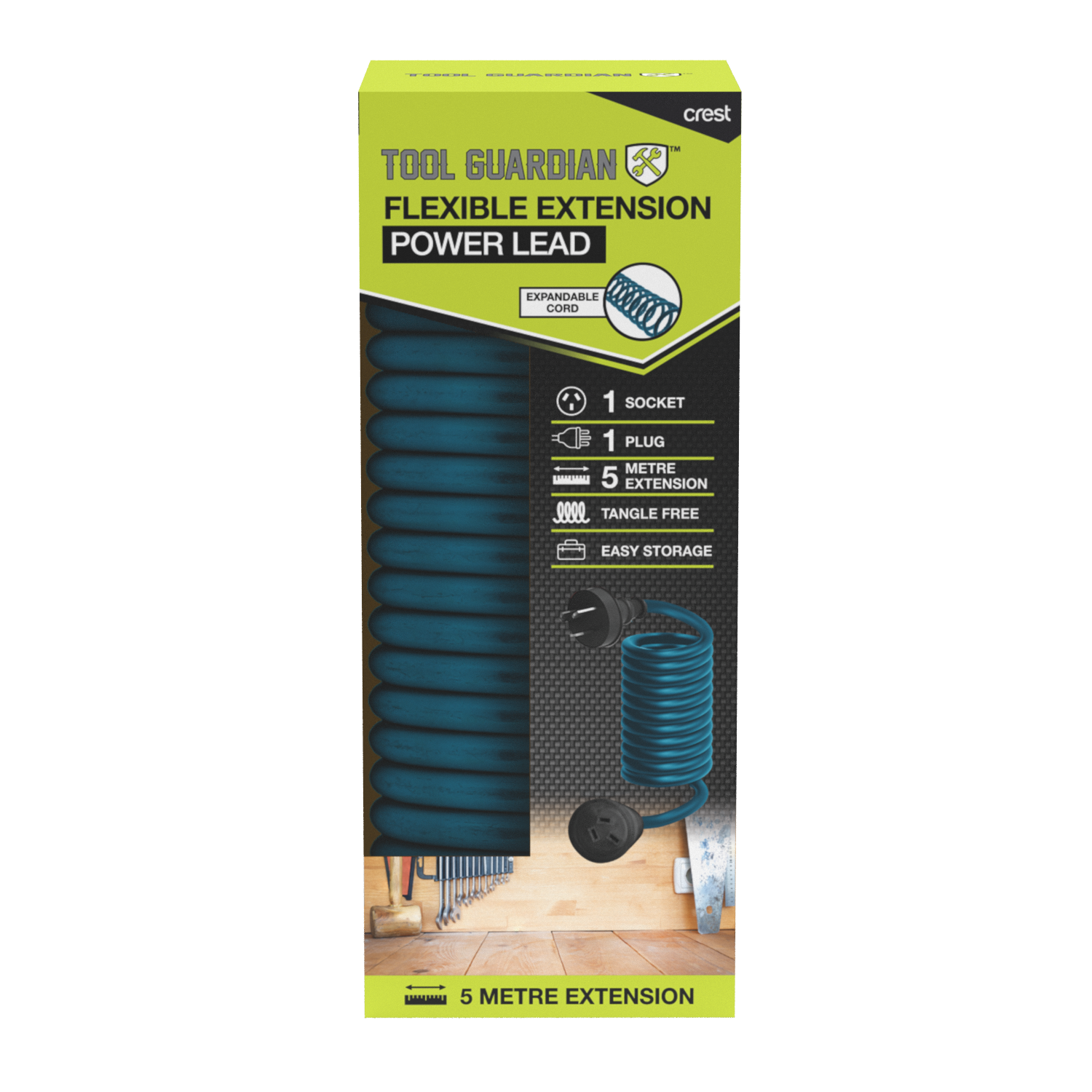 Tool Guardian Flexible Coil Extension Lead 5m Blue