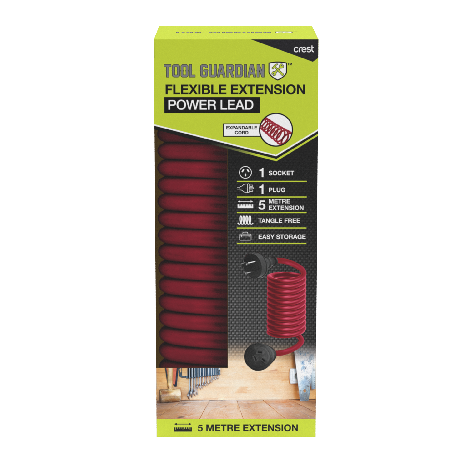 Tool Guardian Flexible Coil Extension Lead 5m Red