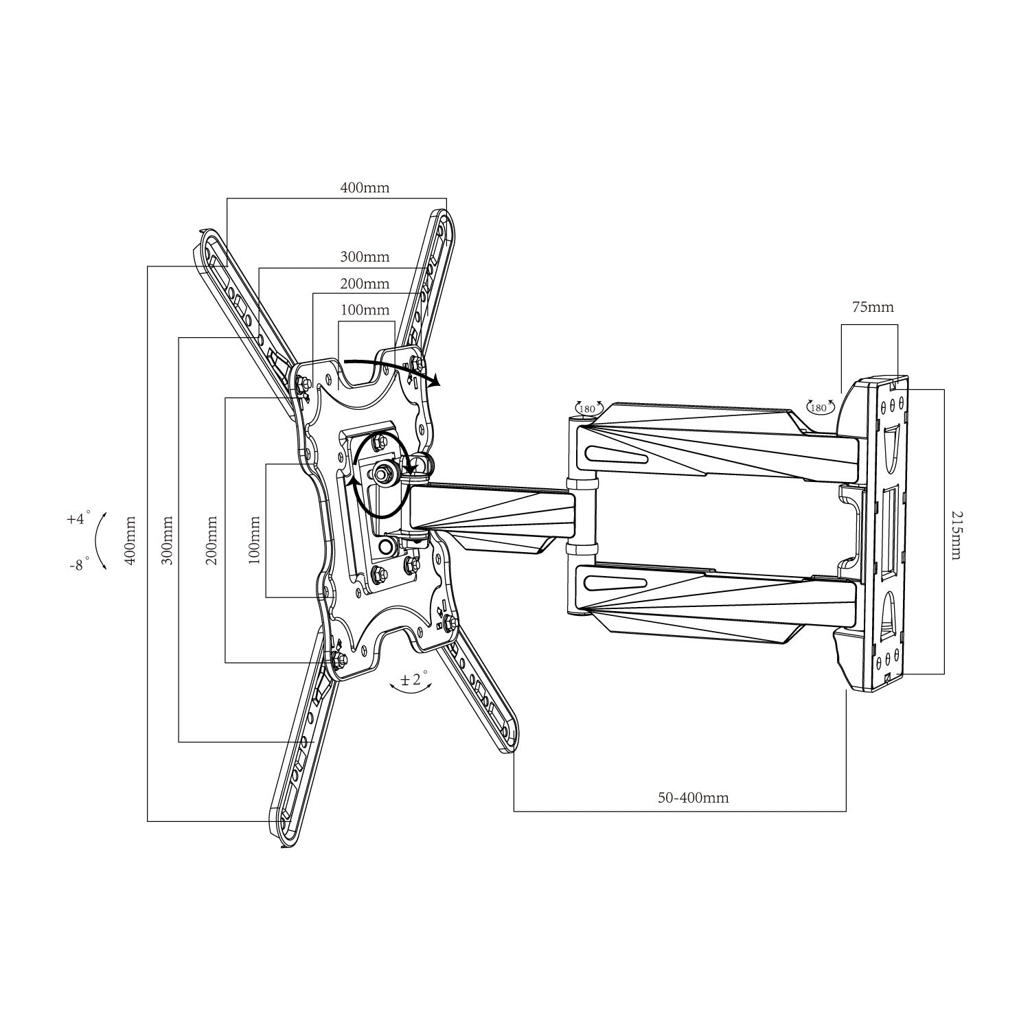 Full Motion TV Wall Mount - 20" to 55"