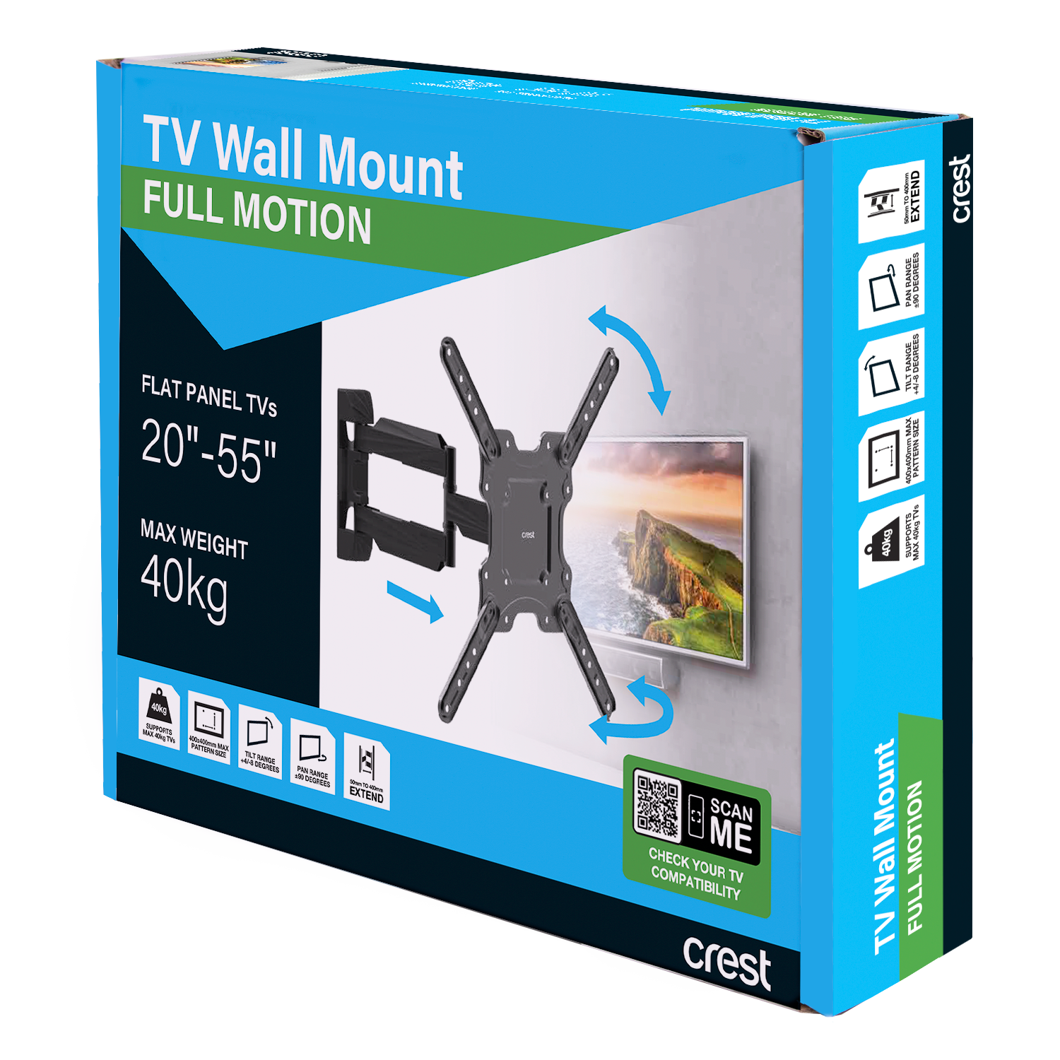 Full Motion TV Wall Mount - 20" to 55"
