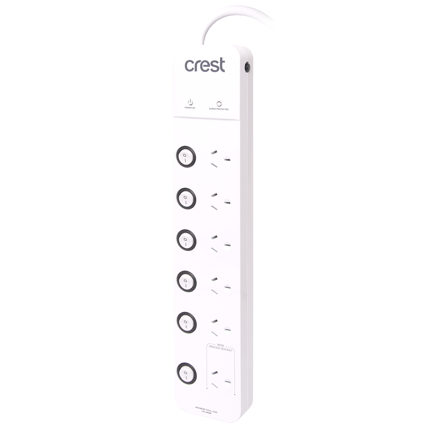 Power Board 6 Sockets with 6 Switches & Surge Protection