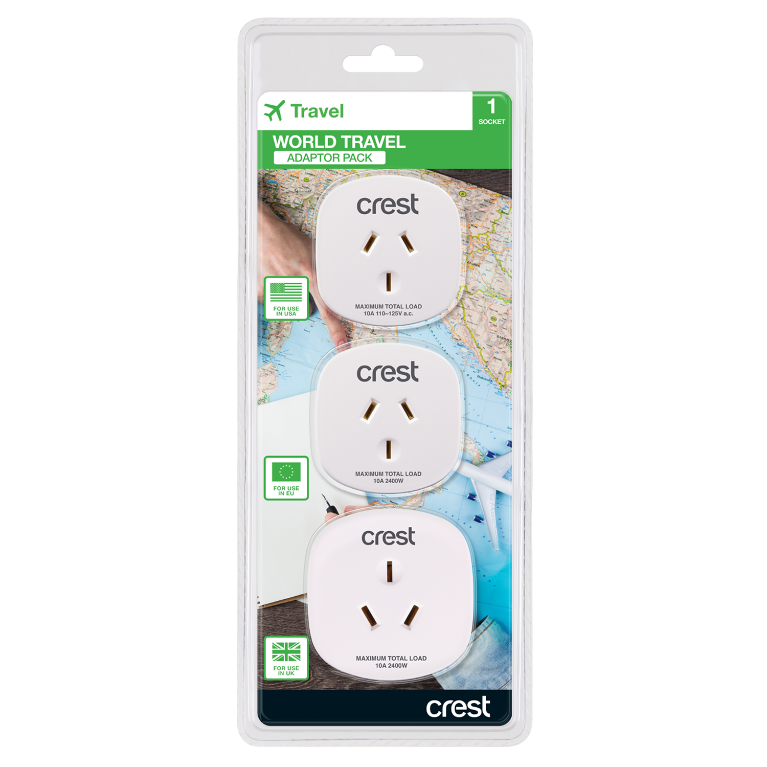 Travel Adaptor 3 Pack - USA, Europe & UK