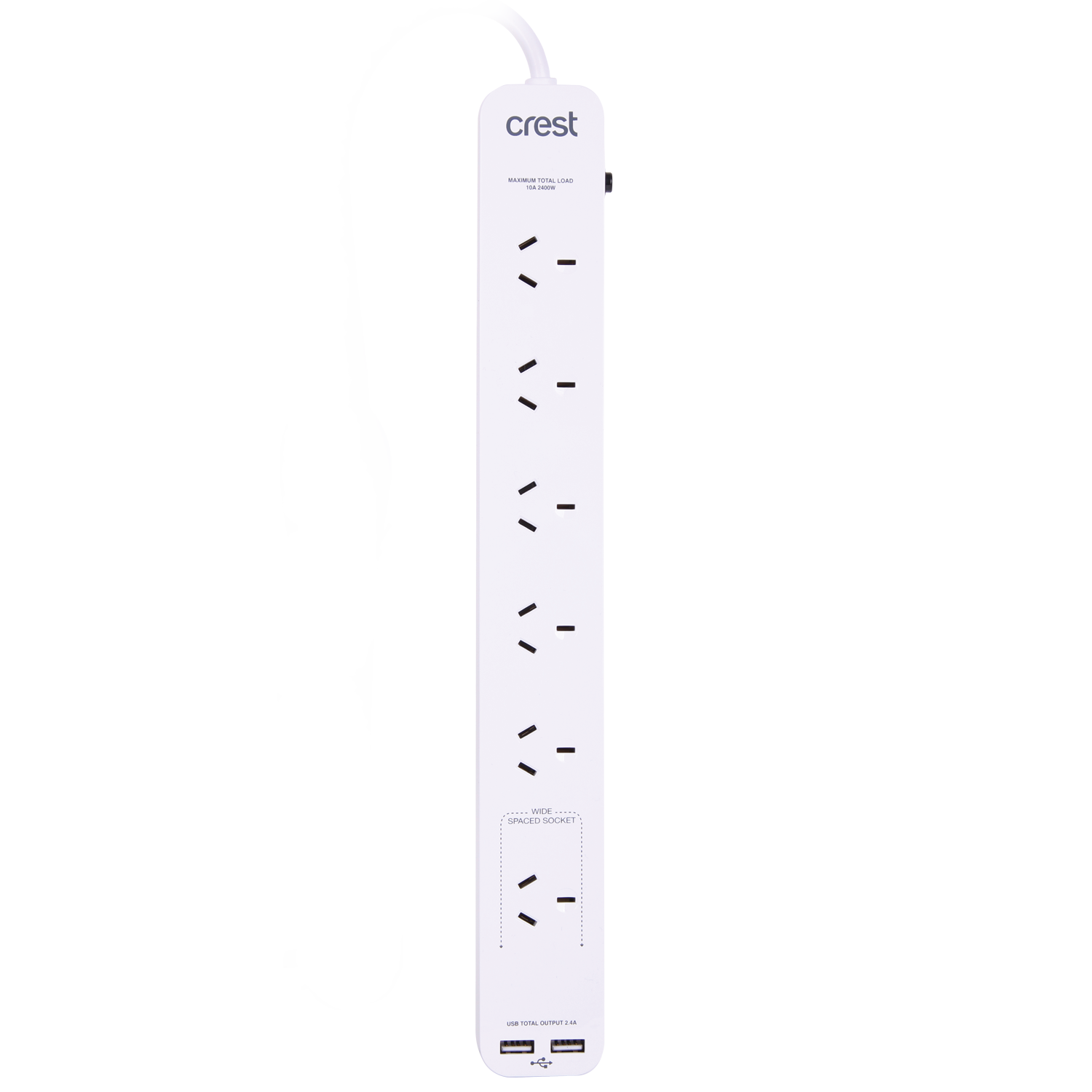 Power Board 6 Sockets with 2 USB Ports