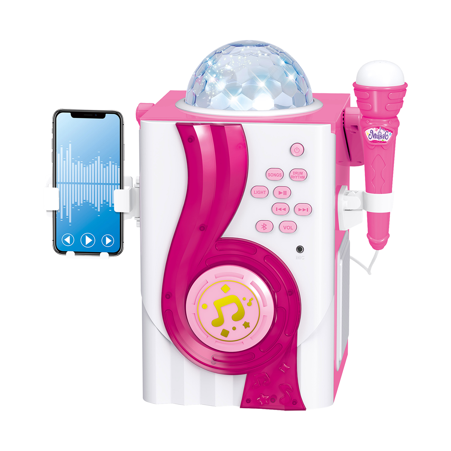 TechXtras Bluetooth Karaoke With Disco Lights Pink