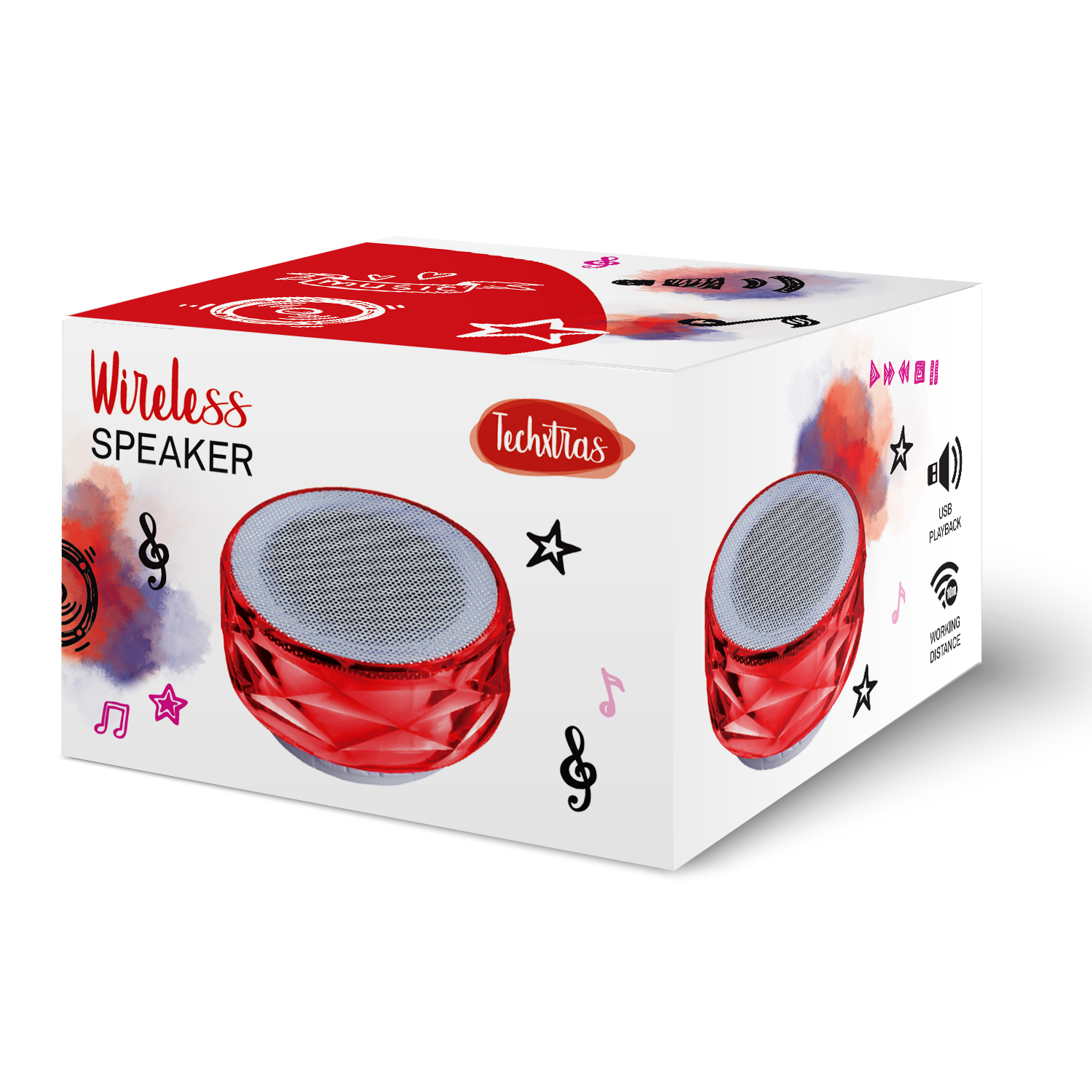 TechXtras Crystal Wireless Speaker - Red