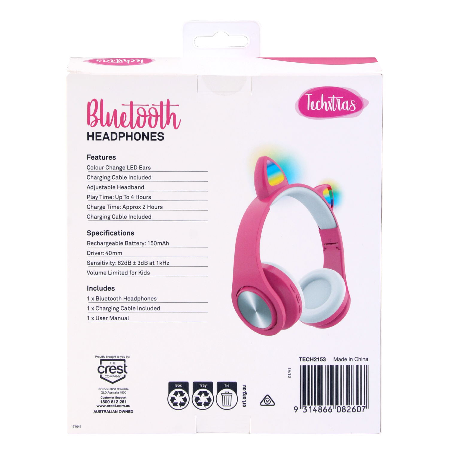 TechXtras Bluetooth Cat Ears Headphones - Pink