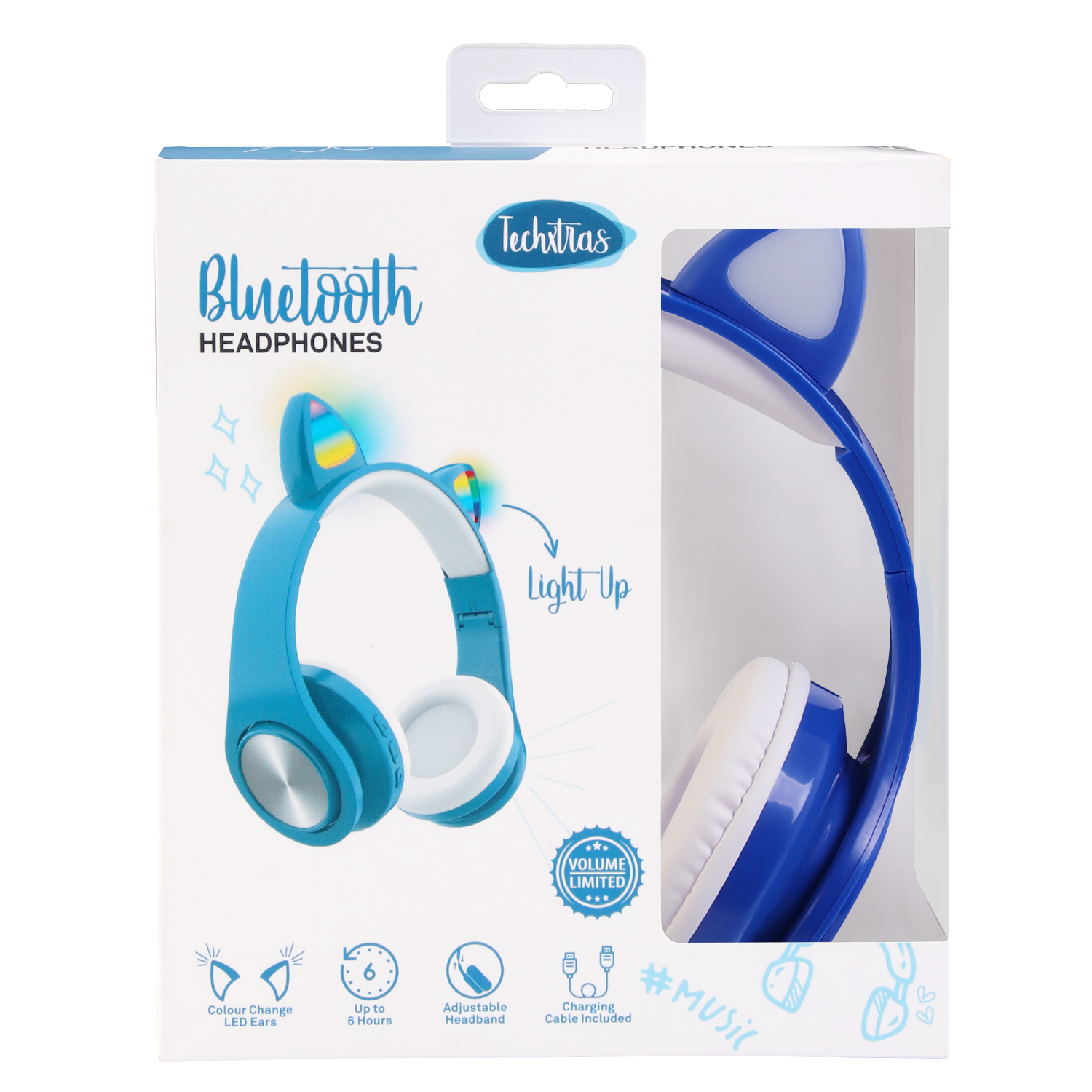 TechXtras Bluetooth Cat Ears Headphones - Blue