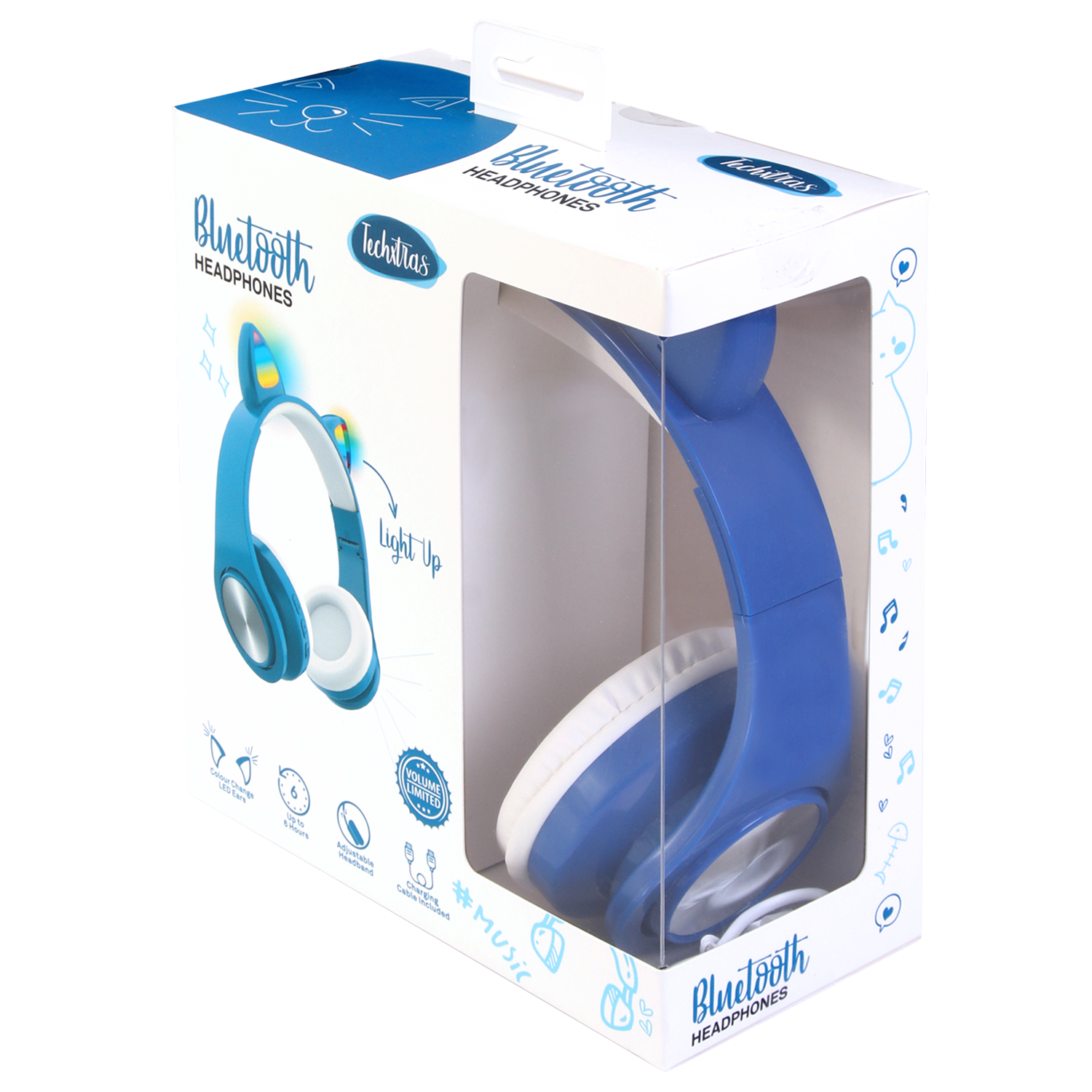 TechXtras Bluetooth Cat Ears Headphones - Blue