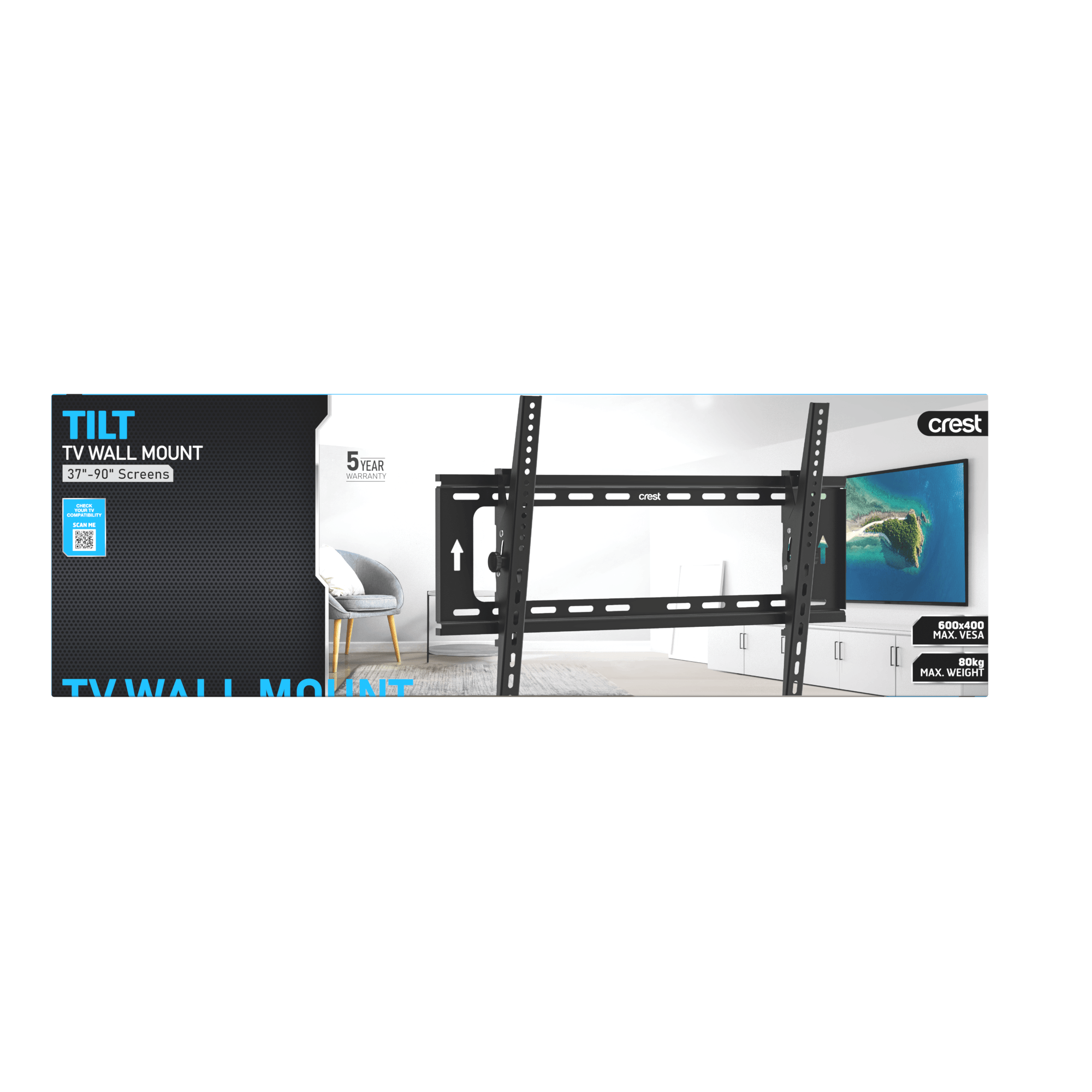Crest Tilt Action TV Wall Mount - 37" to 90"