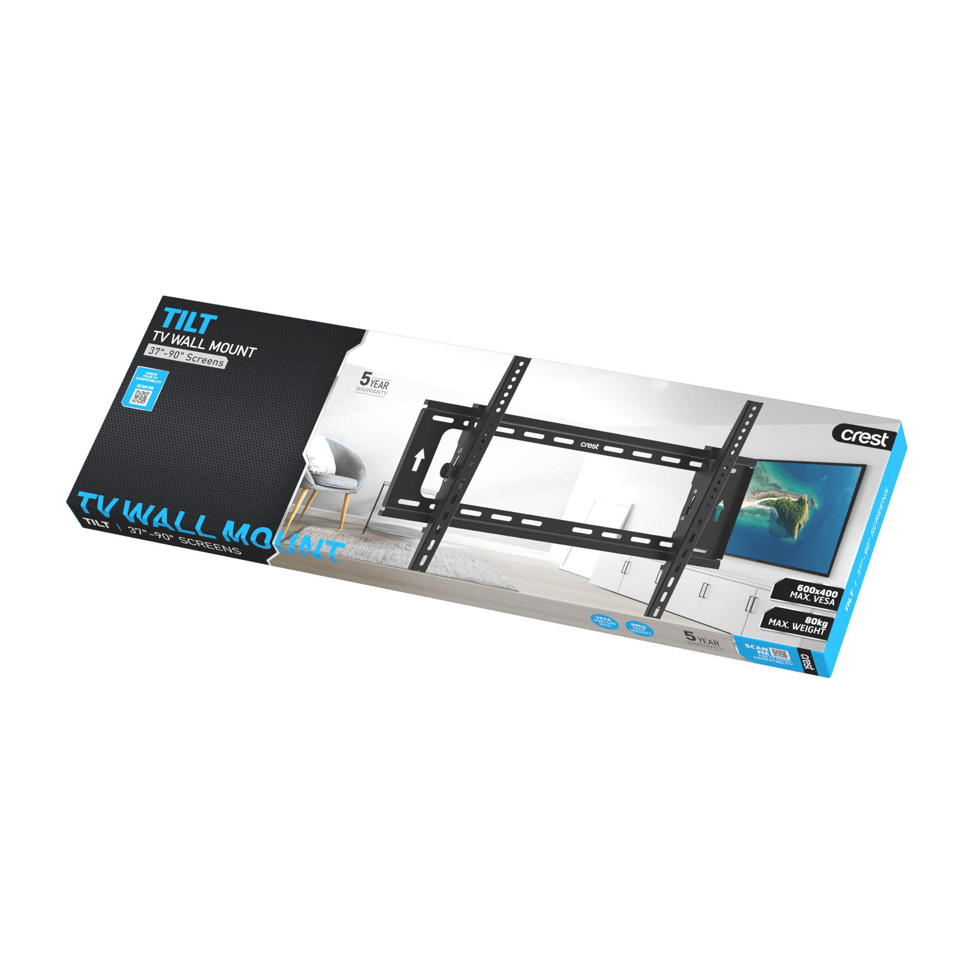 Crest Tilt Action TV Wall Mount - 37" to 90"