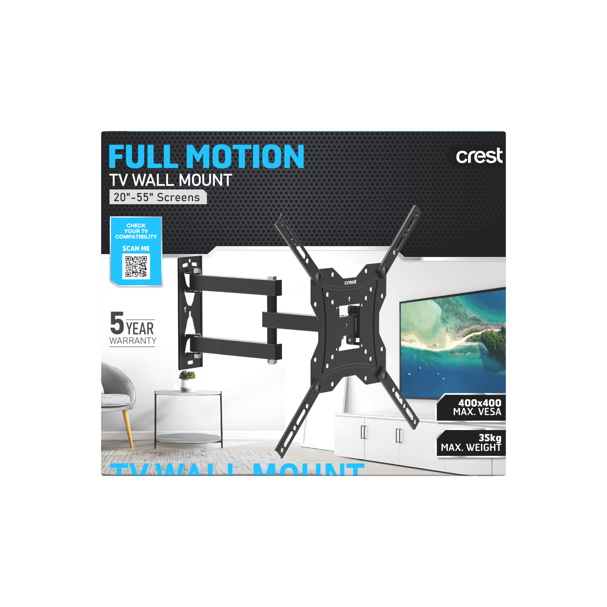 Crest Full Motion TV Wall Mount - 20" to 55"