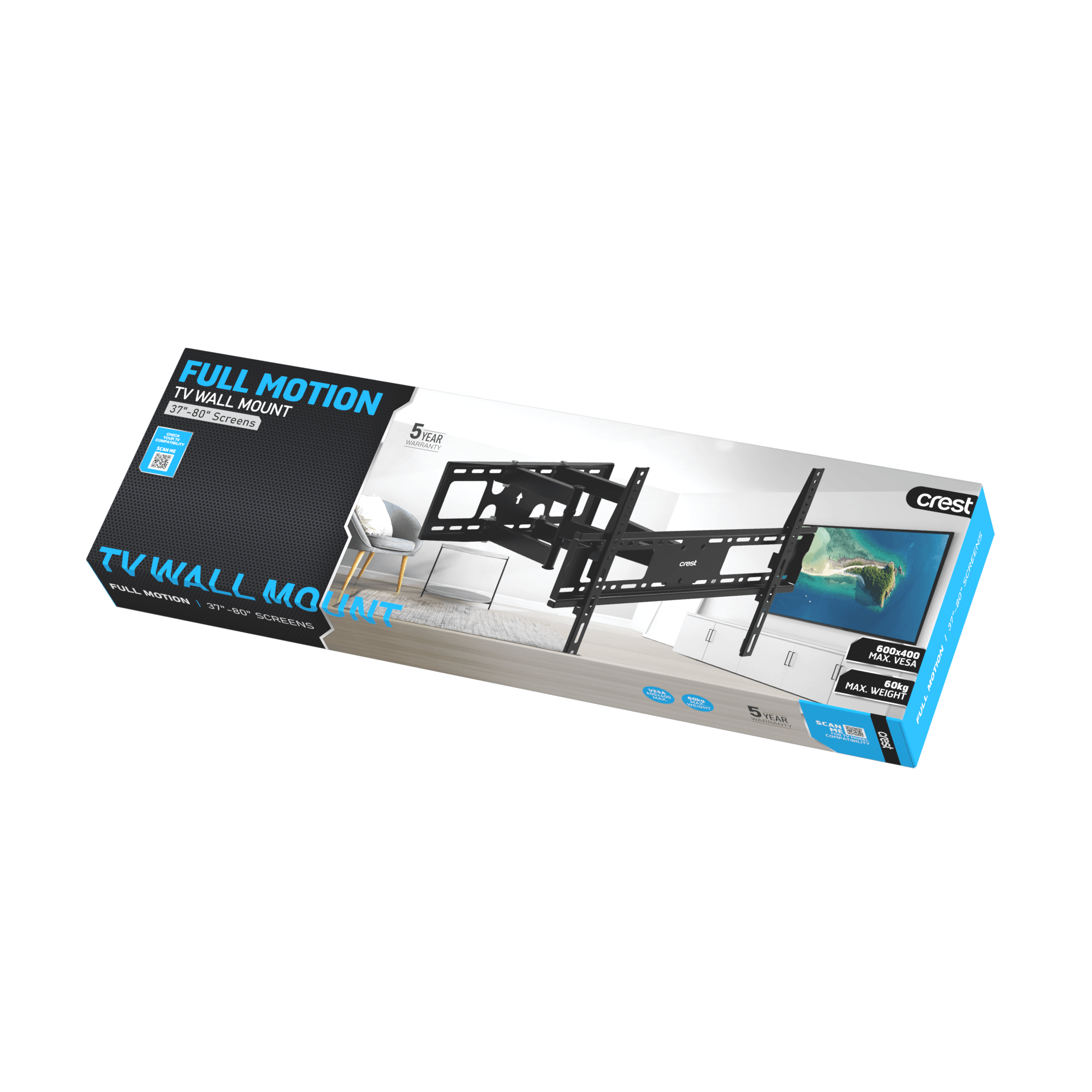 Crest Full Motion TV Wall Mount - 37" to 80"