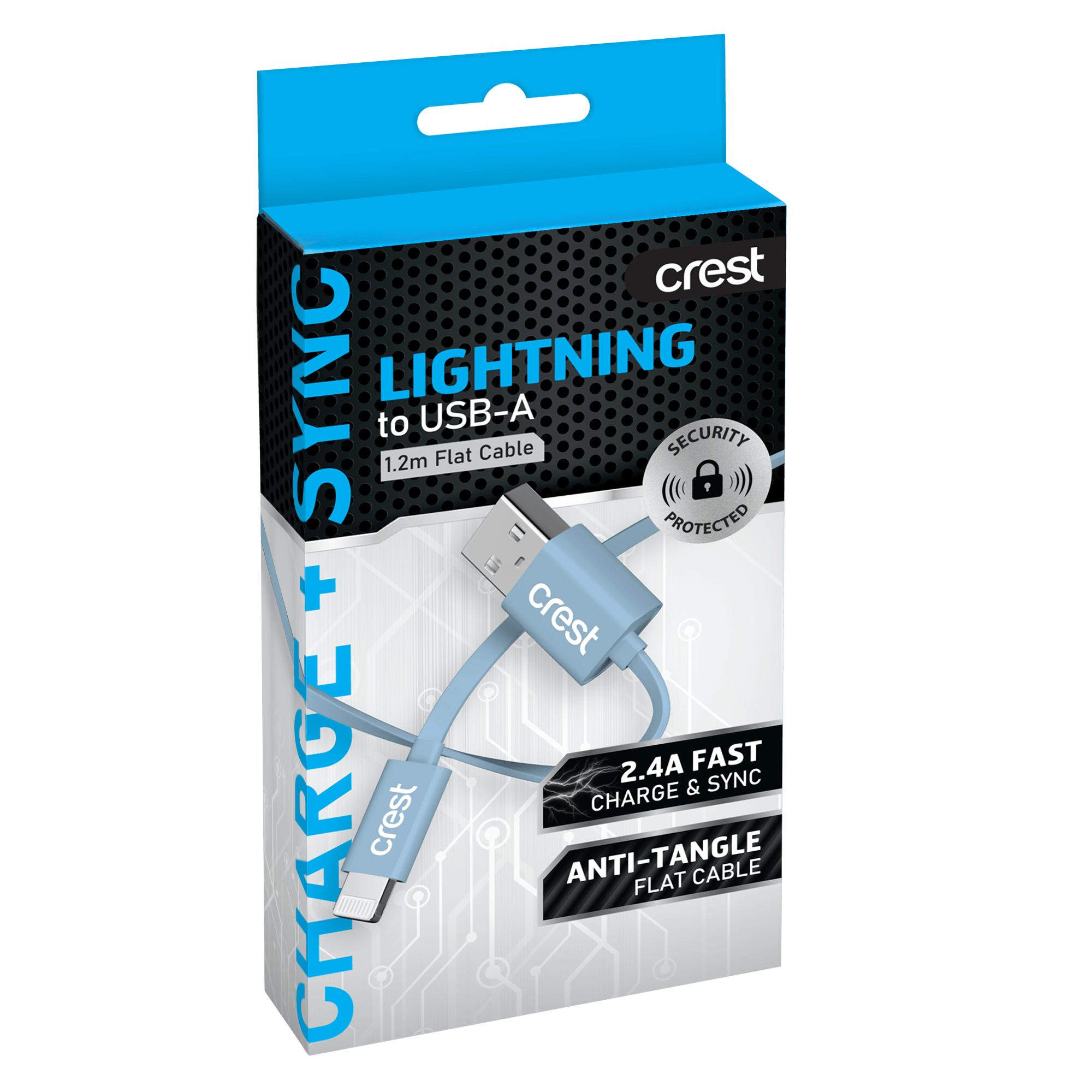 Lightning to USB-A Flat Cable 1.2M - Blue