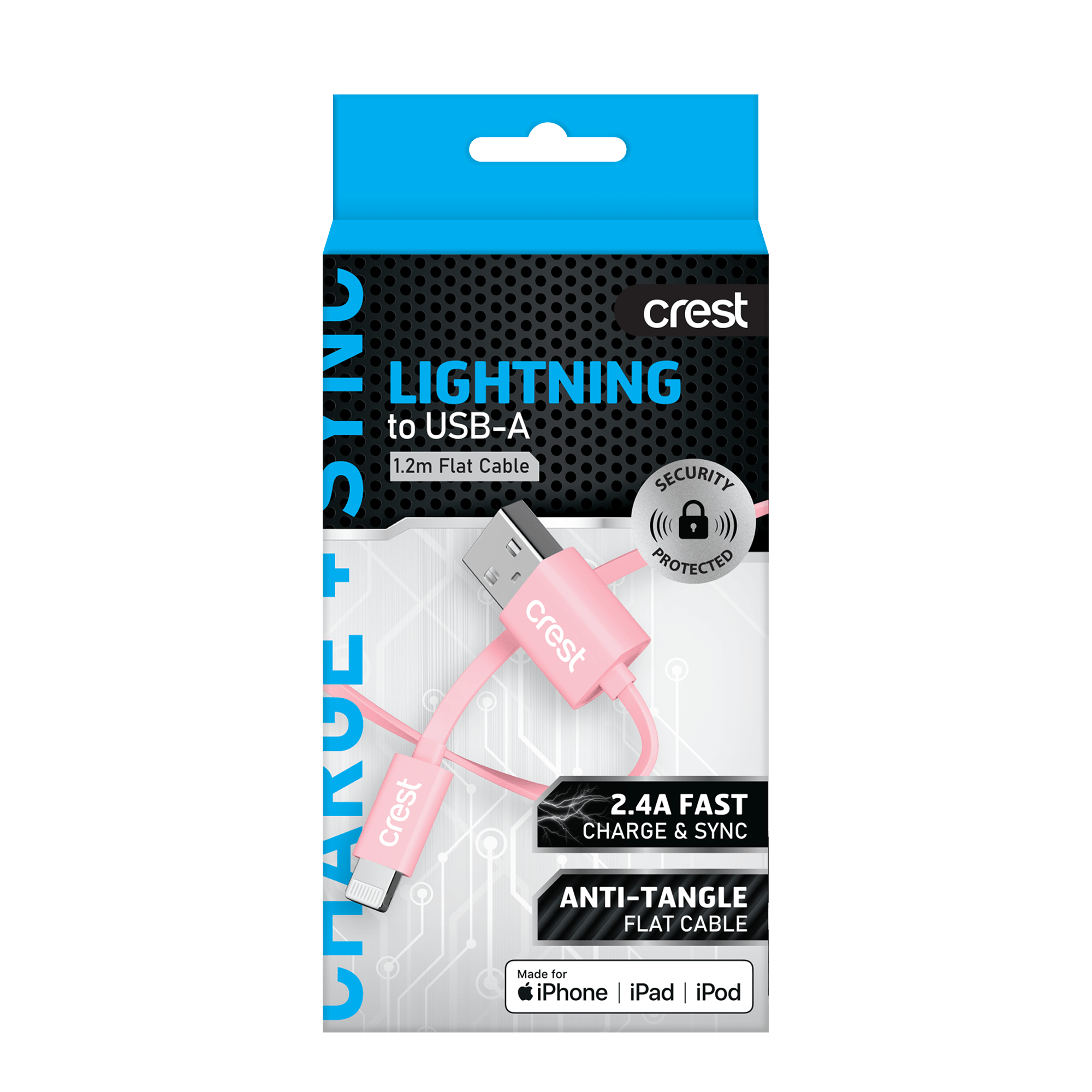 Lightning to USB-A Flat Cable 1.2M - Pink