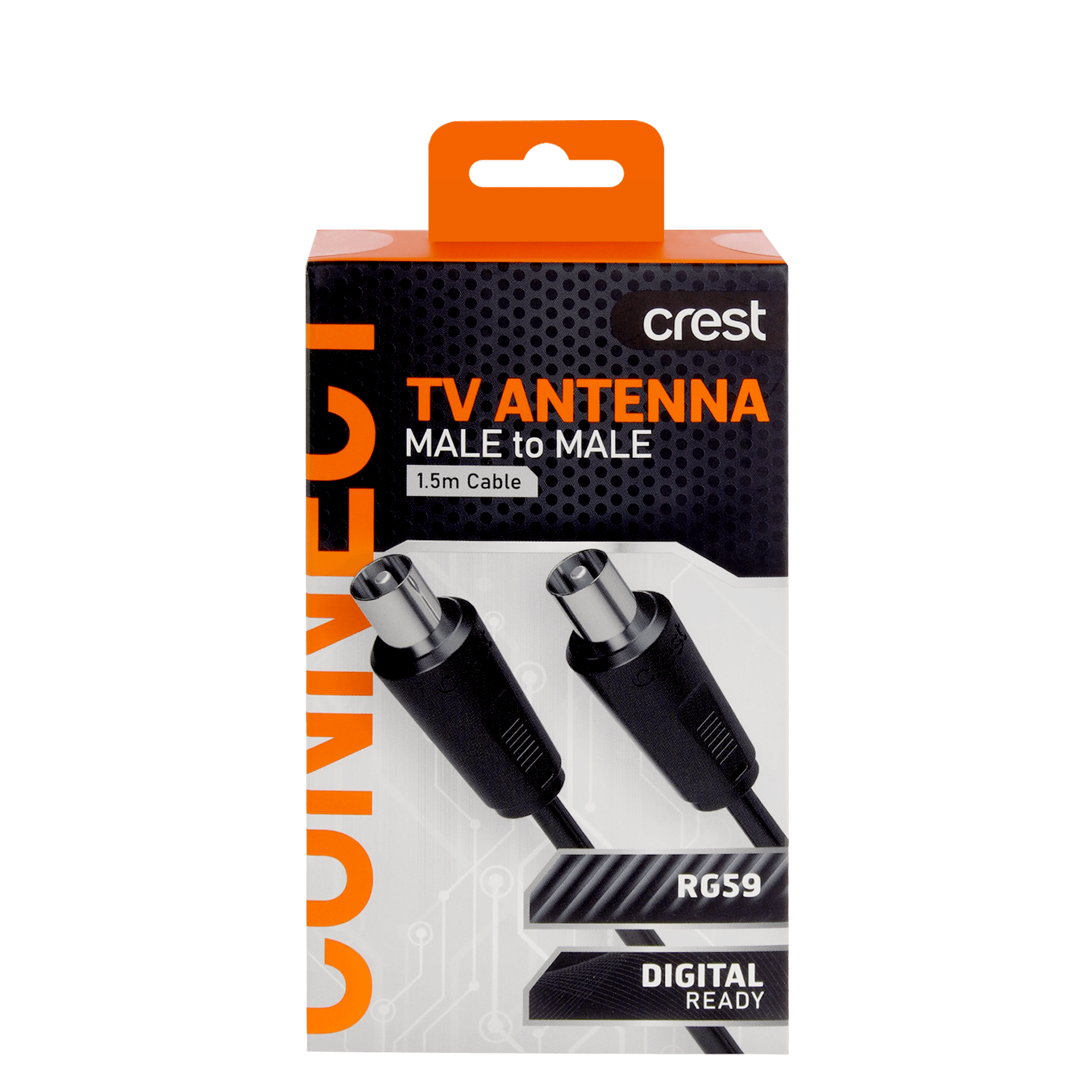 TV Antenna Cable Dual Shield Male To Male 1.5M Black