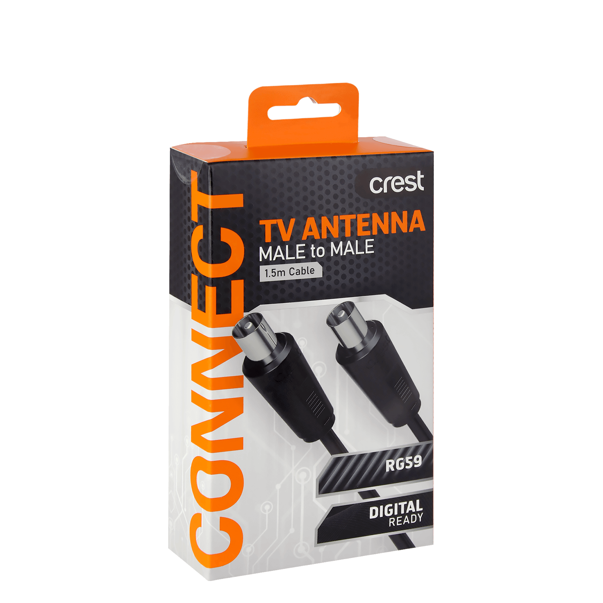 TV Antenna Cable Dual Shield Male To Male 1.5M Black