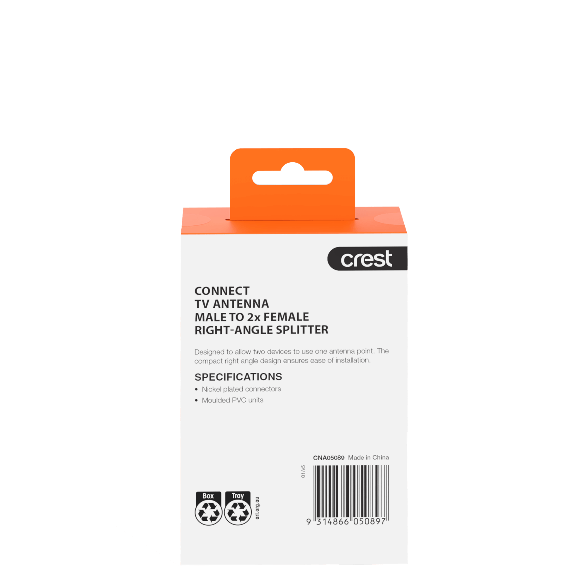 Right Angle TV Antenna Splitter