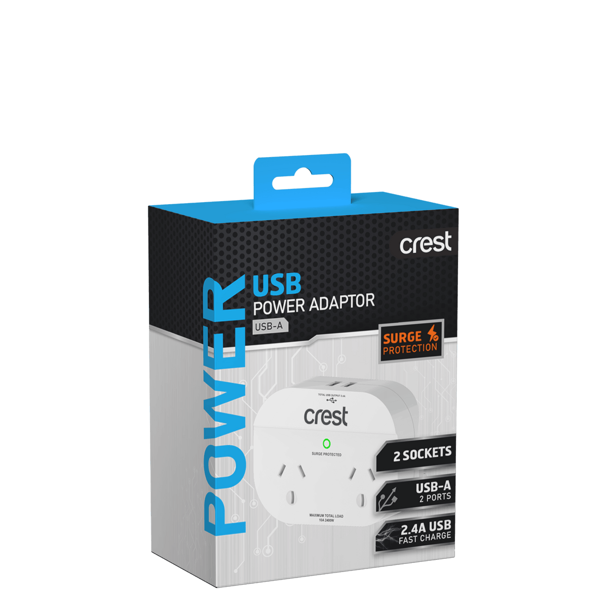 Double Power Adaptor with USB Charging
