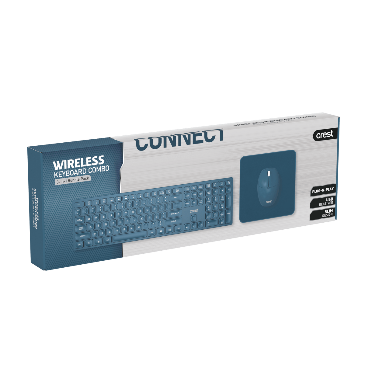 3 in 1 Wireless Keyboard Combo Blue Steel