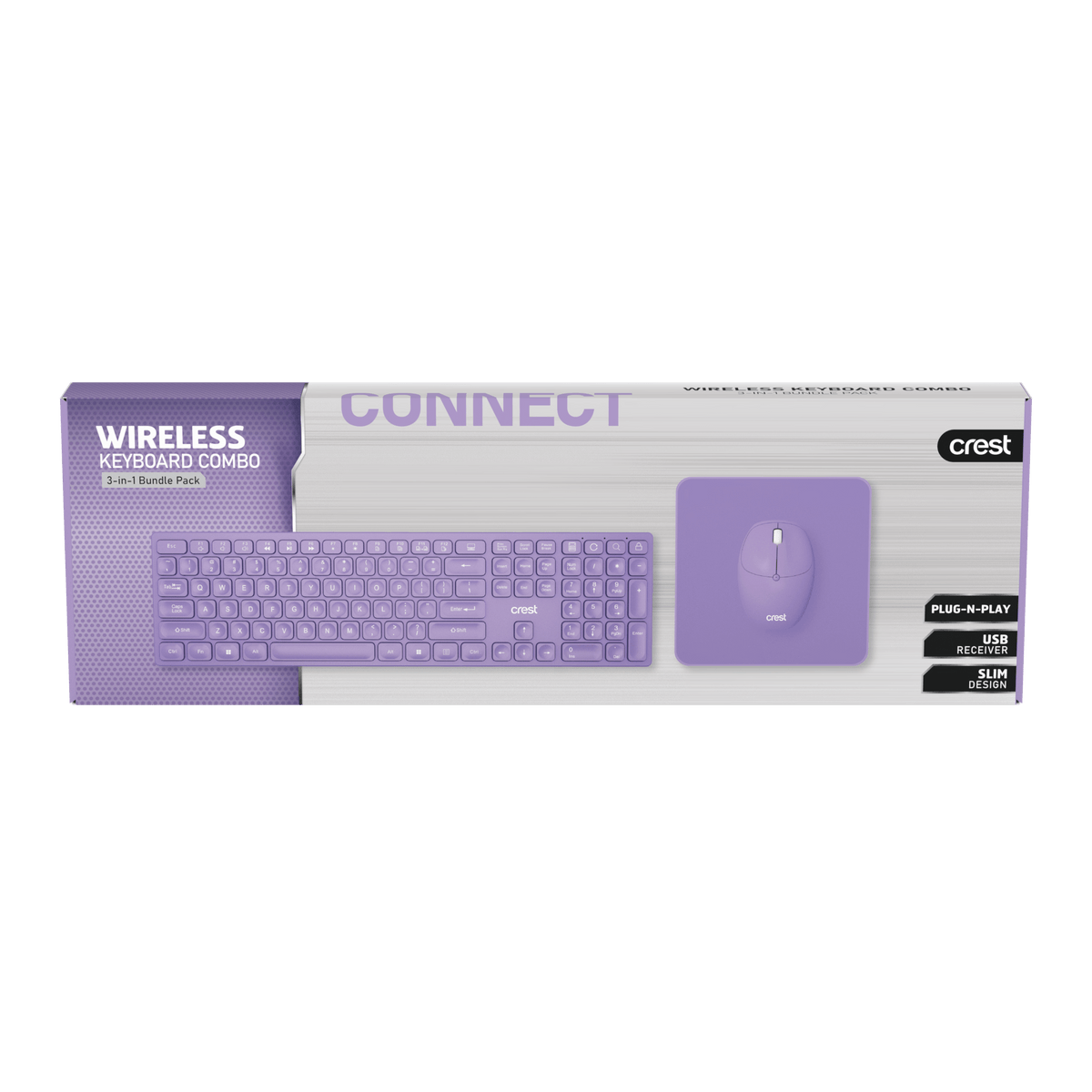 3 in 1 Wireless Keyboard Combo Lavender