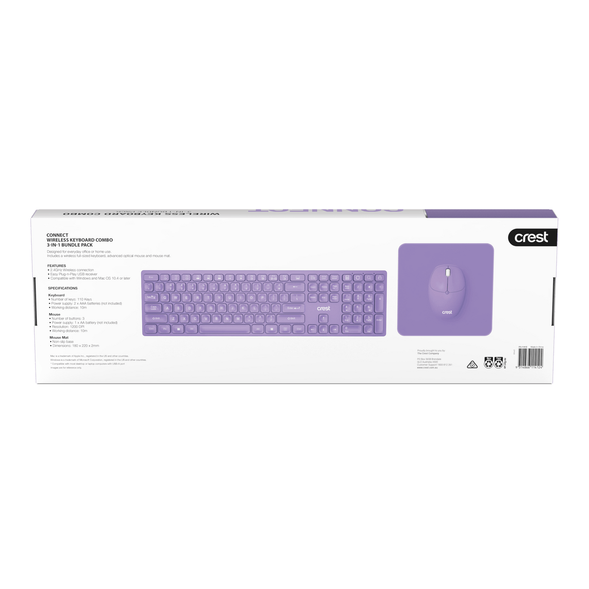 3 in 1 Wireless Keyboard Combo Lavender